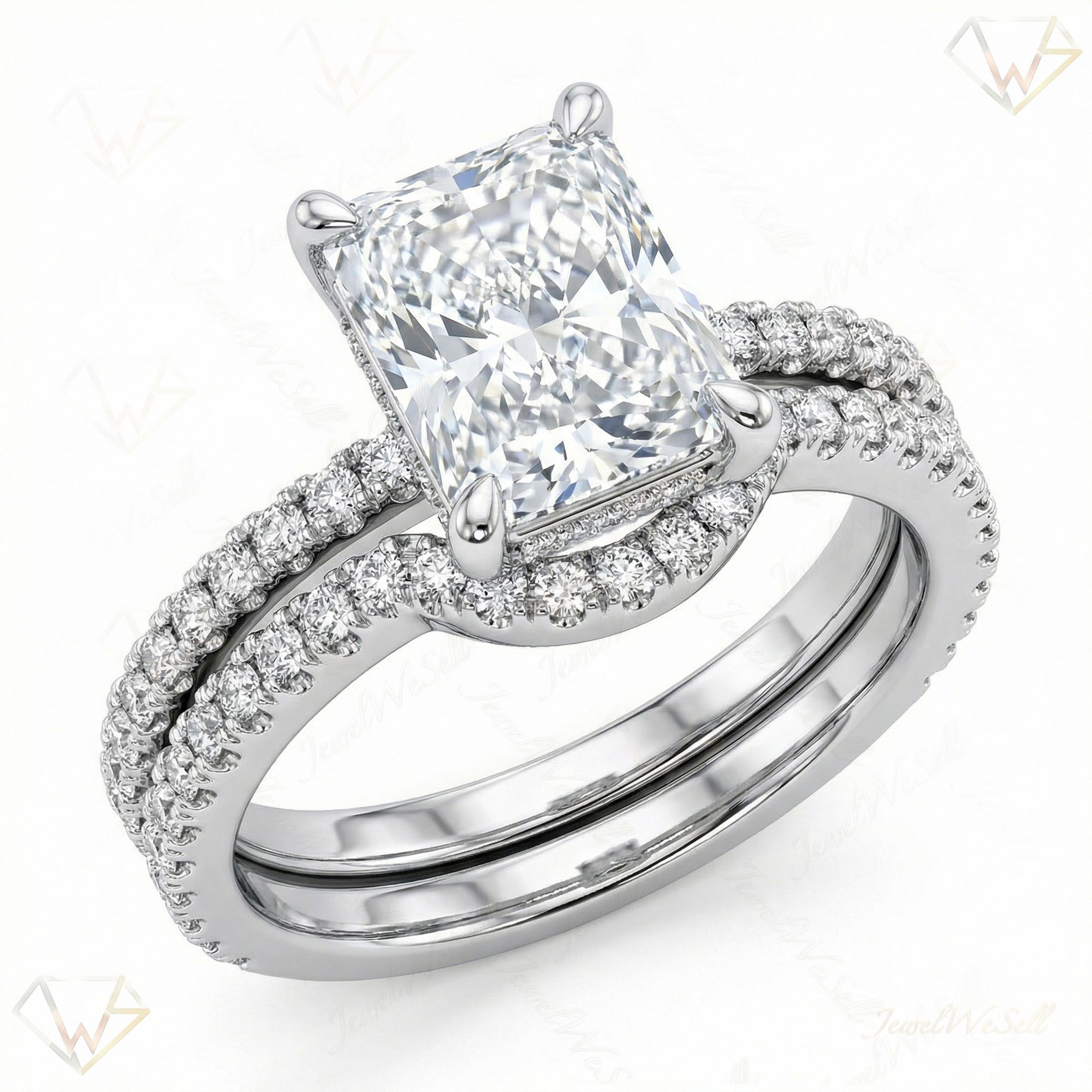 3.90 ct EF VS Lab Grown Diamond Solitaire with Accents Engagement Set in 10k White Gold _ Sz0425 102606