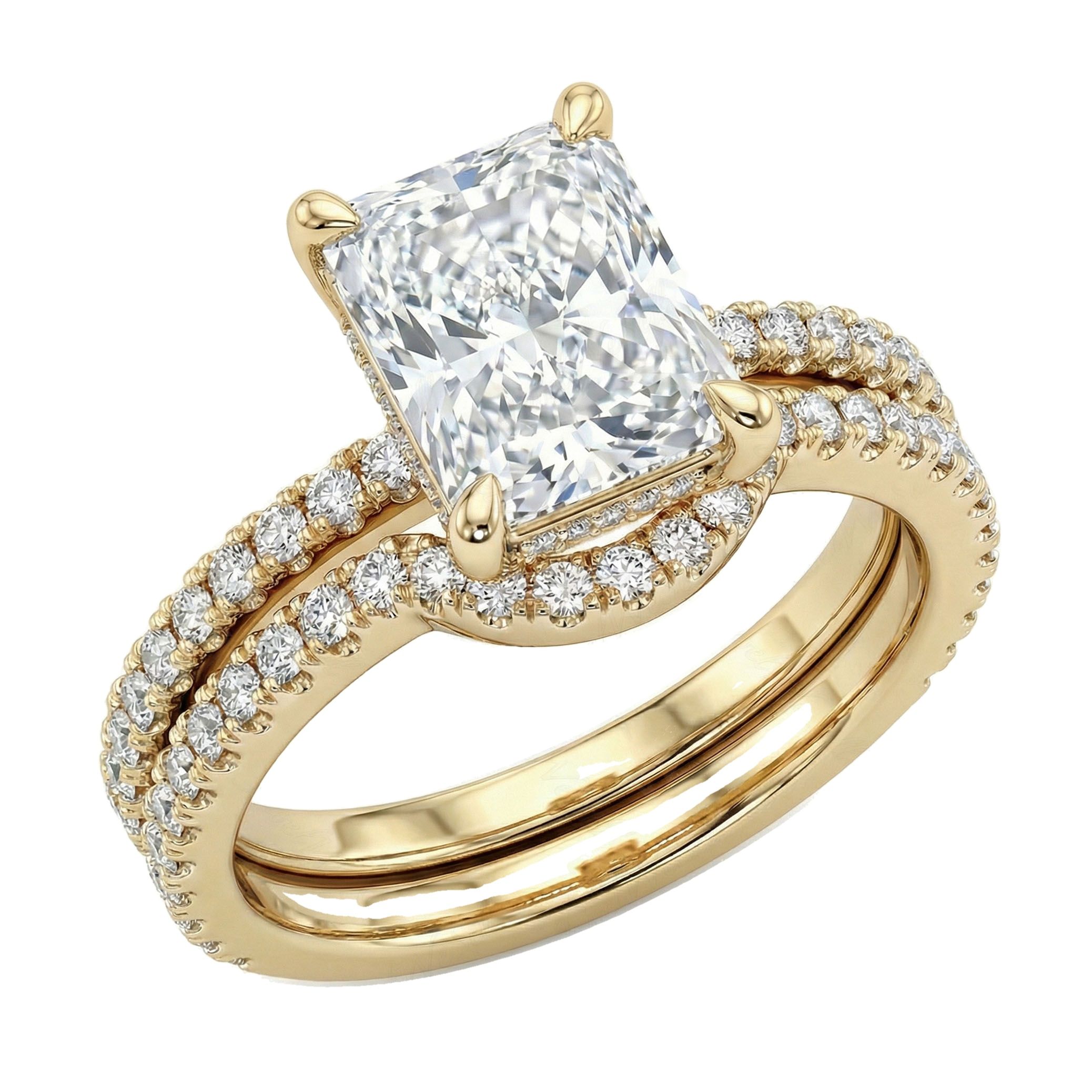 3.90 ct EF VS Lab Grown Diamond Solitaire with Accents Engagement Set in 14k Yellow Gold _ Sz0875 102606