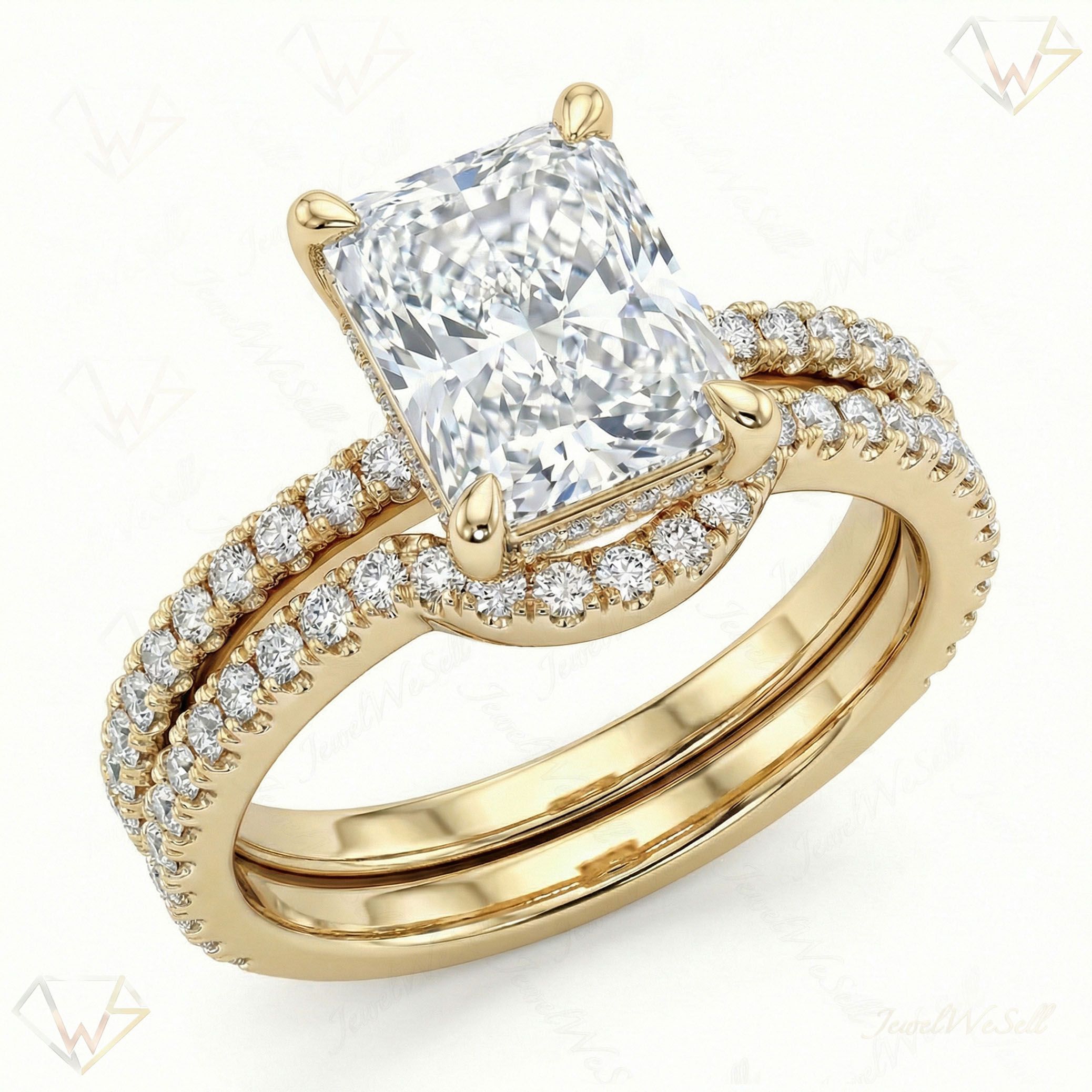 3.90 ct EF VS Lab Grown Diamond Solitaire with Accents Engagement Set in 10k Yellow Gold _ Sz0575 102606
