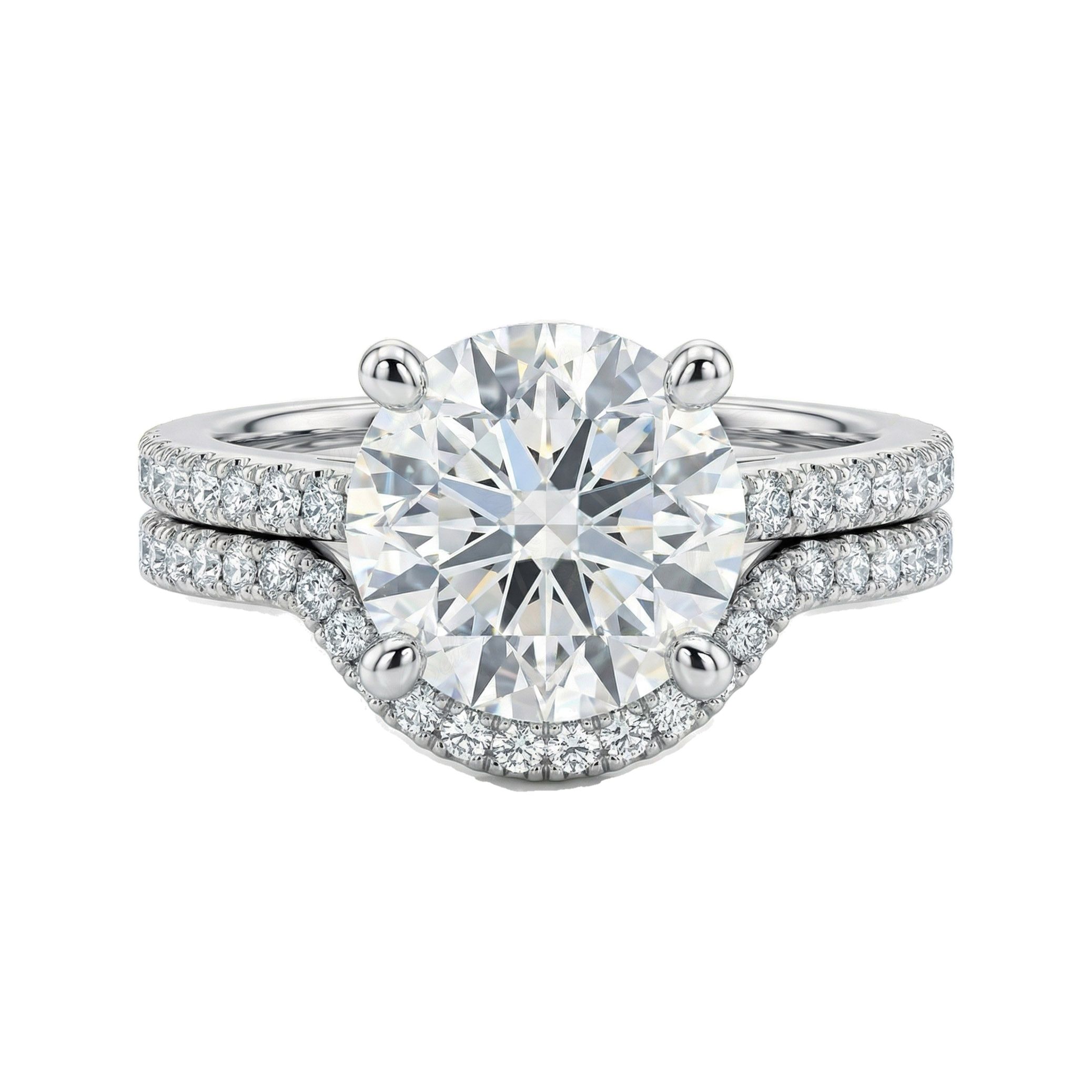 6.10 ct EF VS Moissanite Solitaire with Accents Engagement Set in 925 Sterling SIlver _ Sz0450 102607