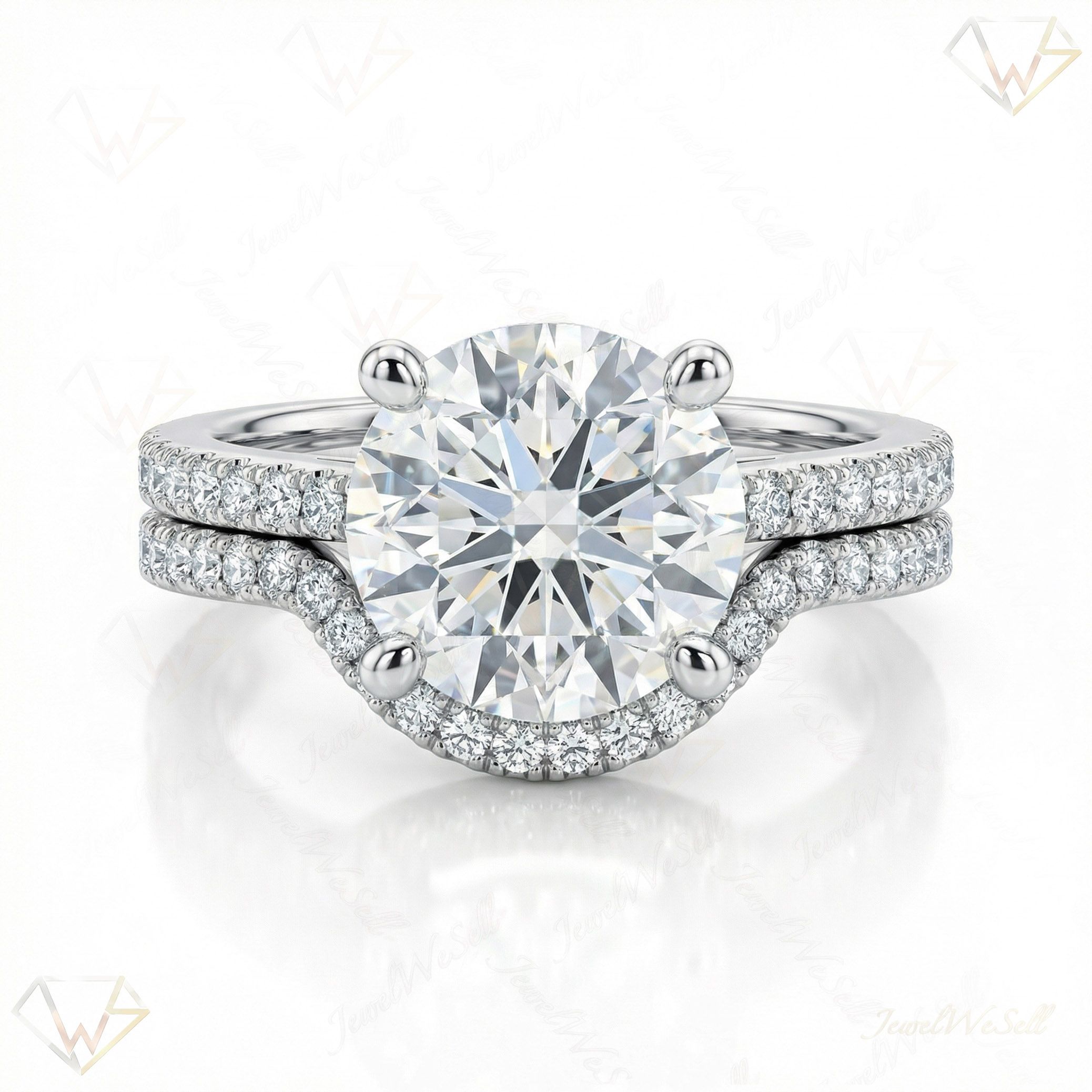 6.10 ct EF VS Lab Grown Diamond Solitaire with Accents Engagement Set in 10k White Gold _ Sz0550 102607