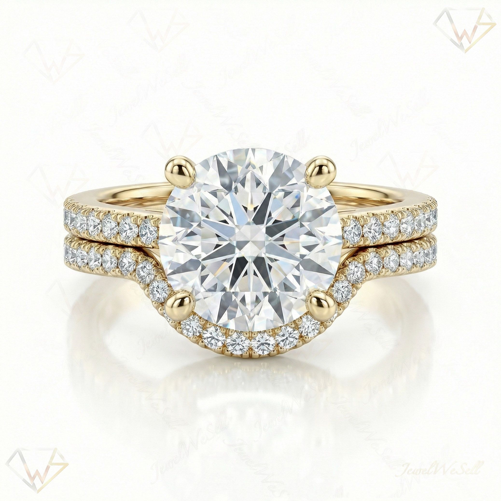 6.10 ct EF VS Lab Grown Diamond Solitaire with Accents Engagement Set in 10k Yellow Gold _ Sz0450 102607