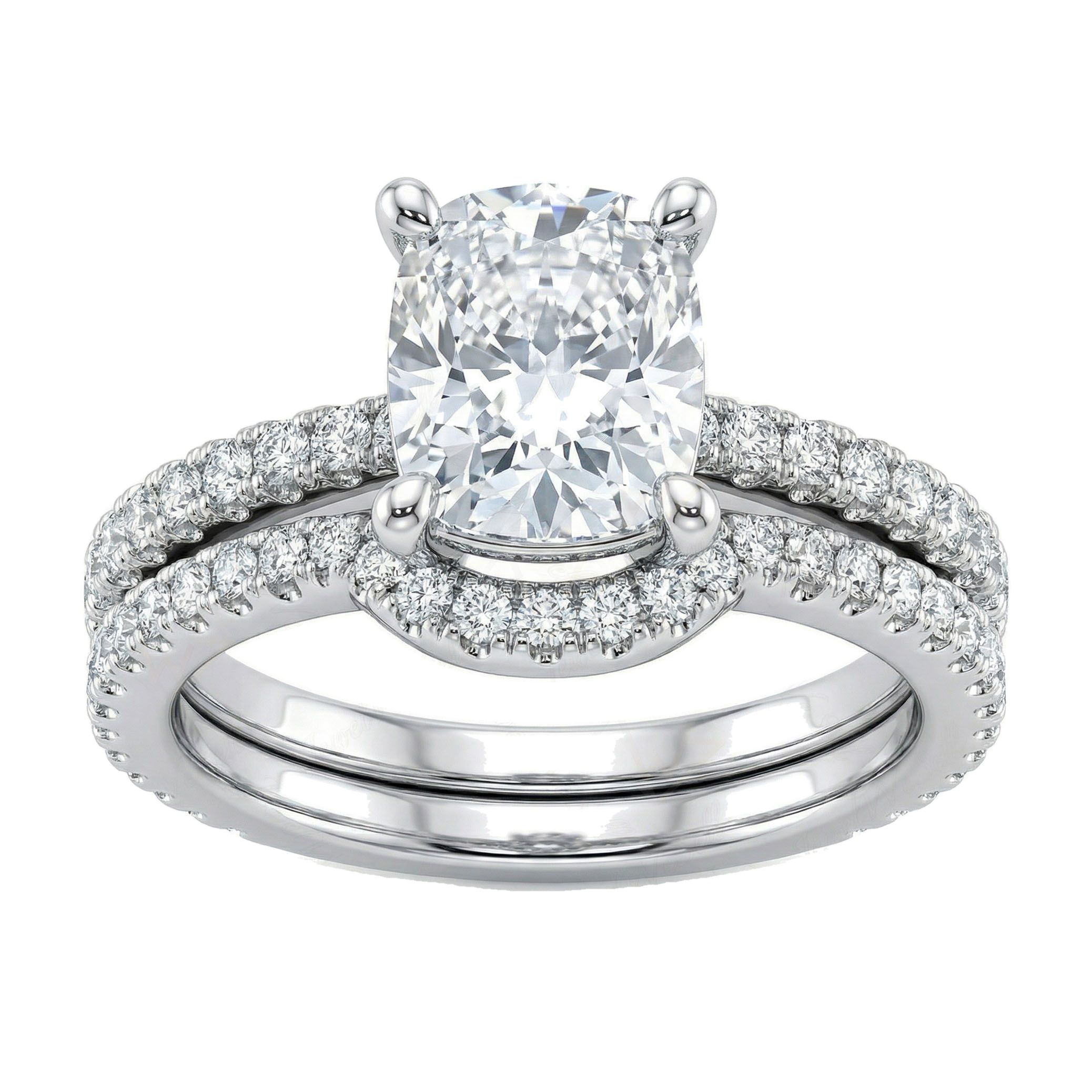 3.90 ct EF VS Lab Grown Diamond Solitaire with Accents Engagement Set in 10k White Gold _ Sz0600 102608