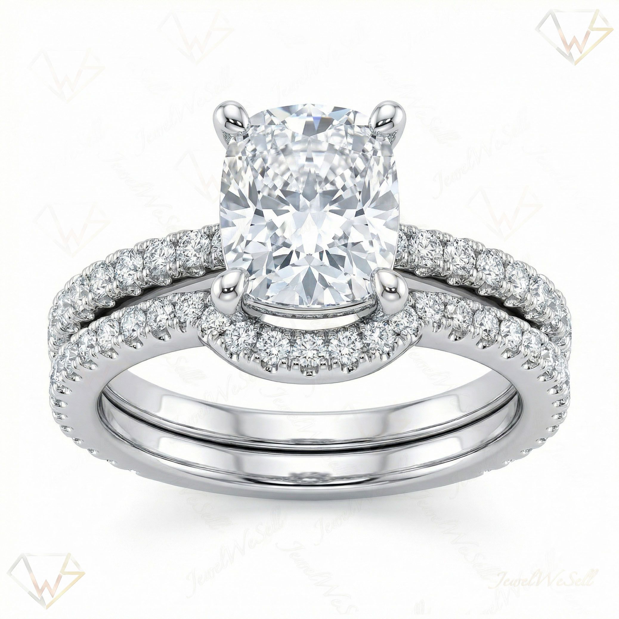 3.90 ct EF VS Lab Grown Diamond Solitaire with Accents Engagement Set in 10k White Gold _ Sz0450 102608