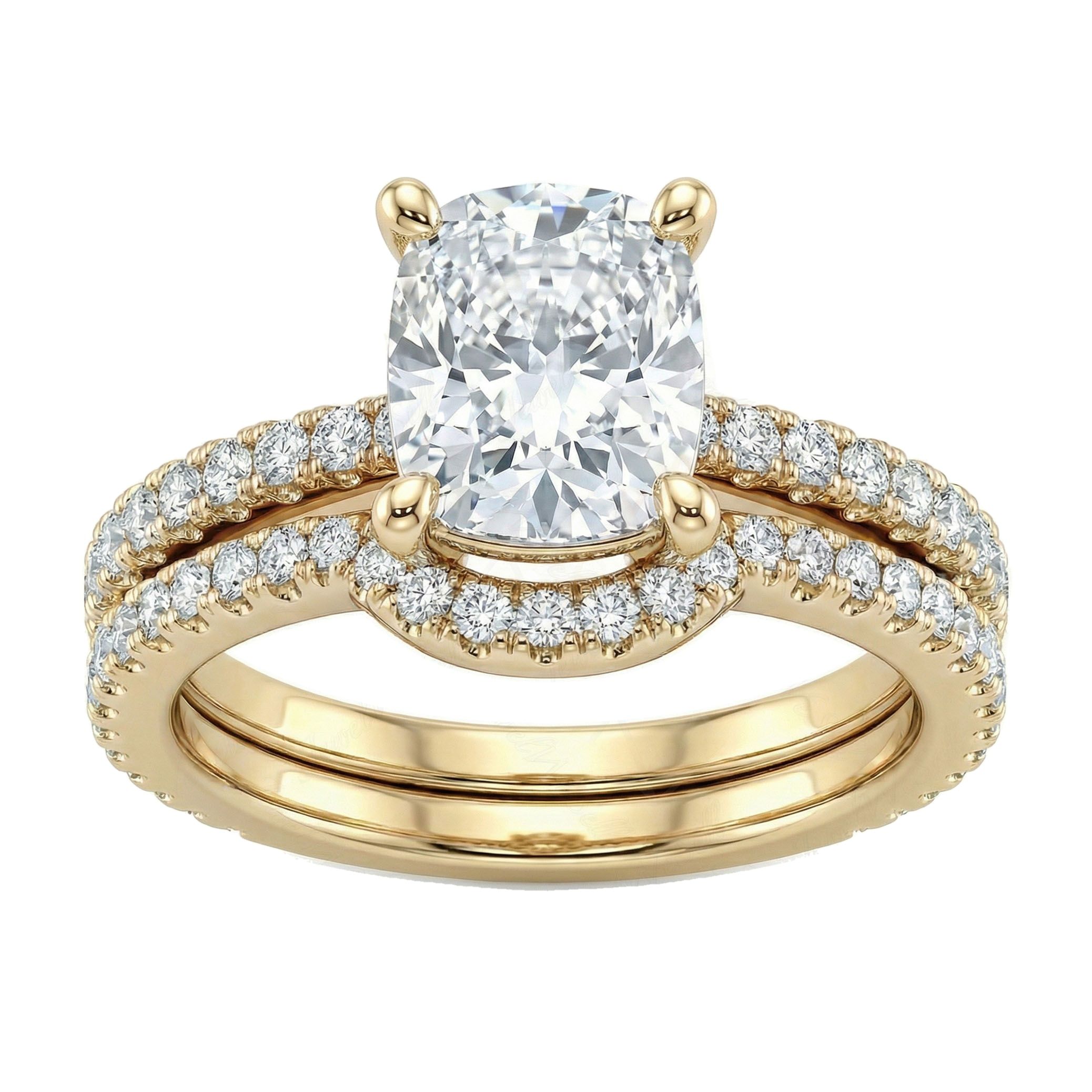3.90 ct EF VS Lab Grown Diamond Solitaire with Accents Engagement Set in 10k Yellow Gold _ Sz0400 102608