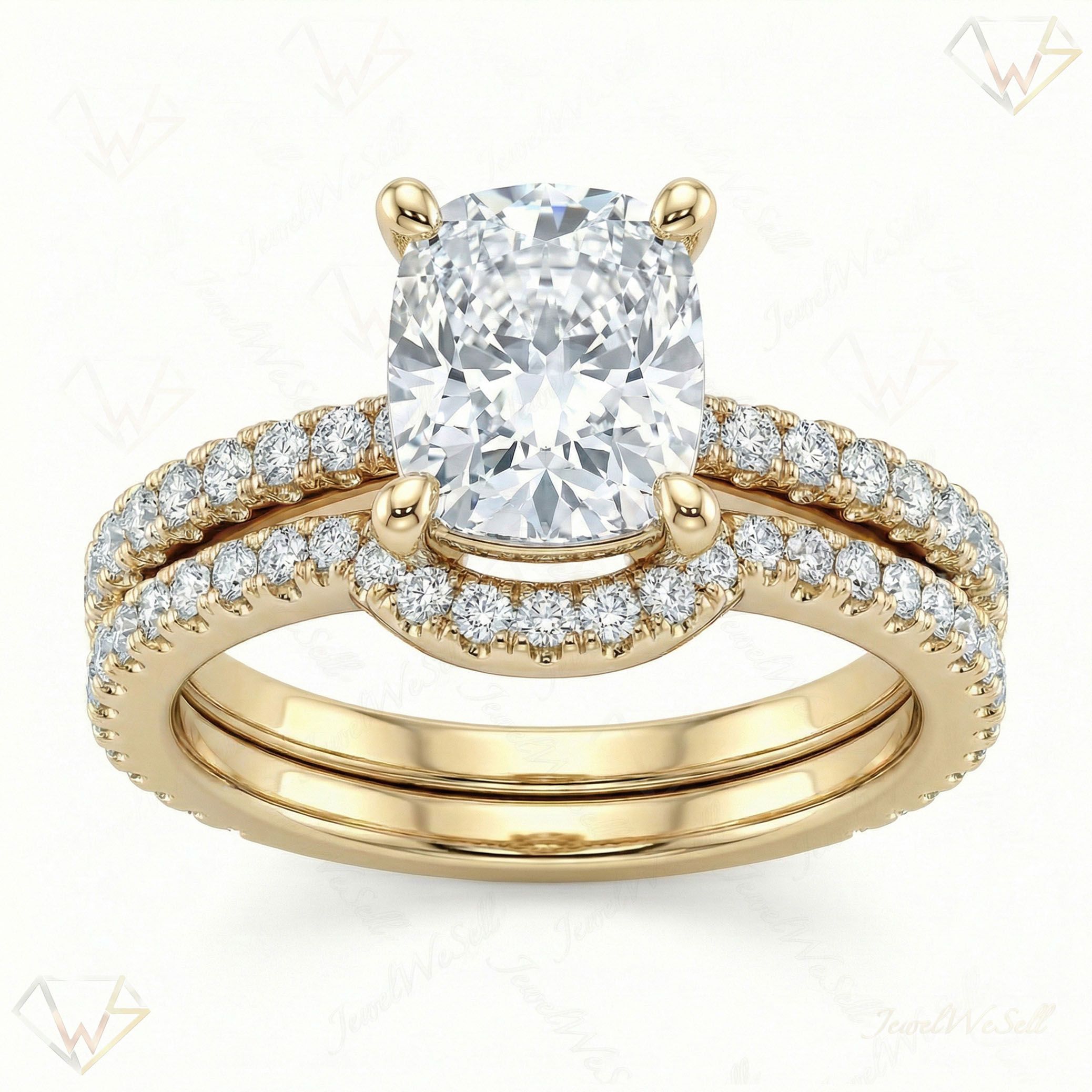 3.90 ct EF VS Lab Grown Diamond Solitaire with Accents Engagement Set in 10k Yellow Gold _ Sz0700 102608