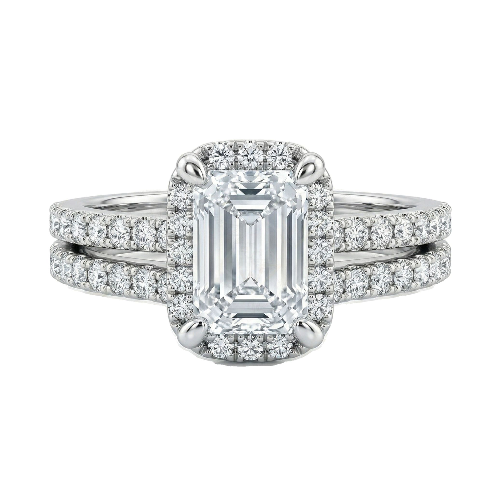 2.90 ct EF VS Lab Grown Diamond Halo Engagement Set in 10k White Gold _ Sz0400 102610