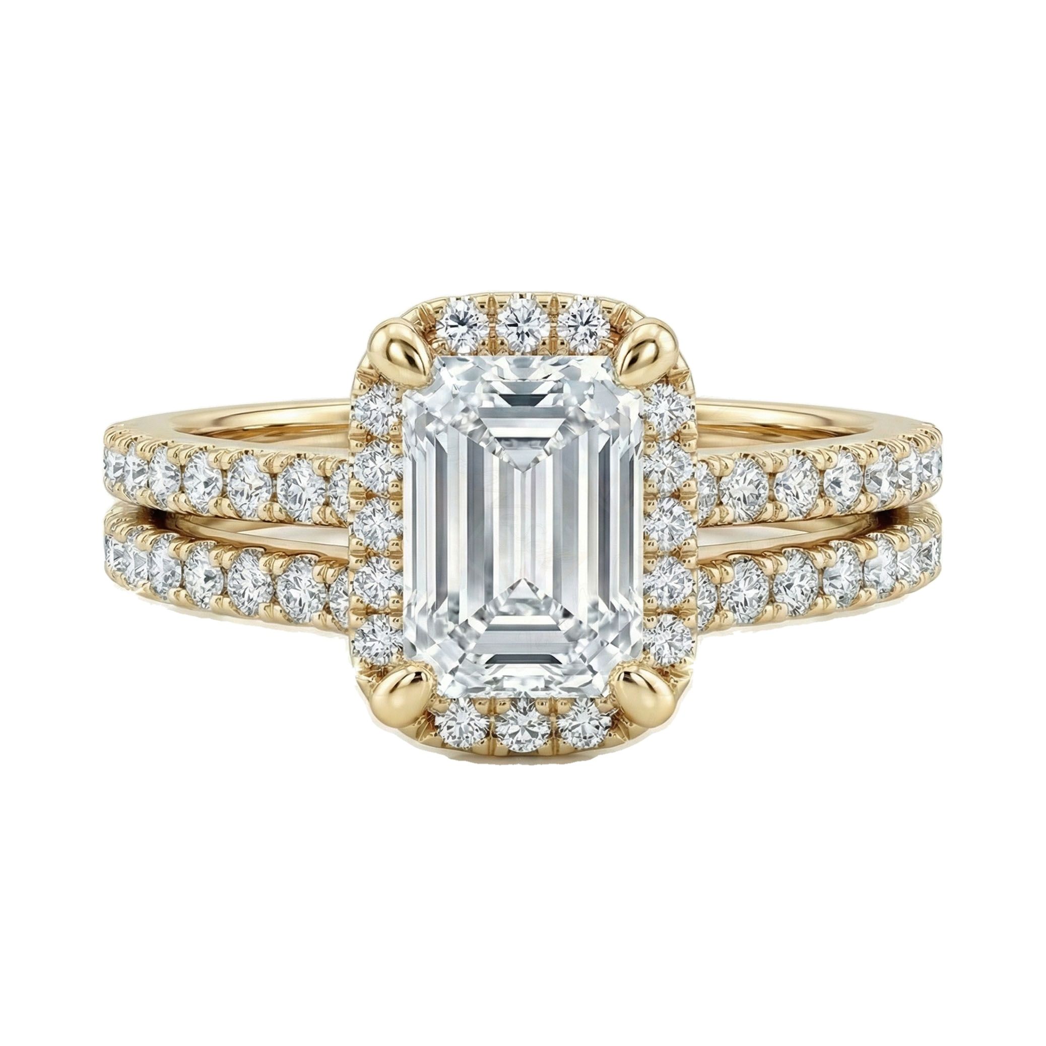 4.00 ct EF VS Lab Grown Diamond Halo Engagement Set in 14k Yellow Gold _ Sz0800 102610