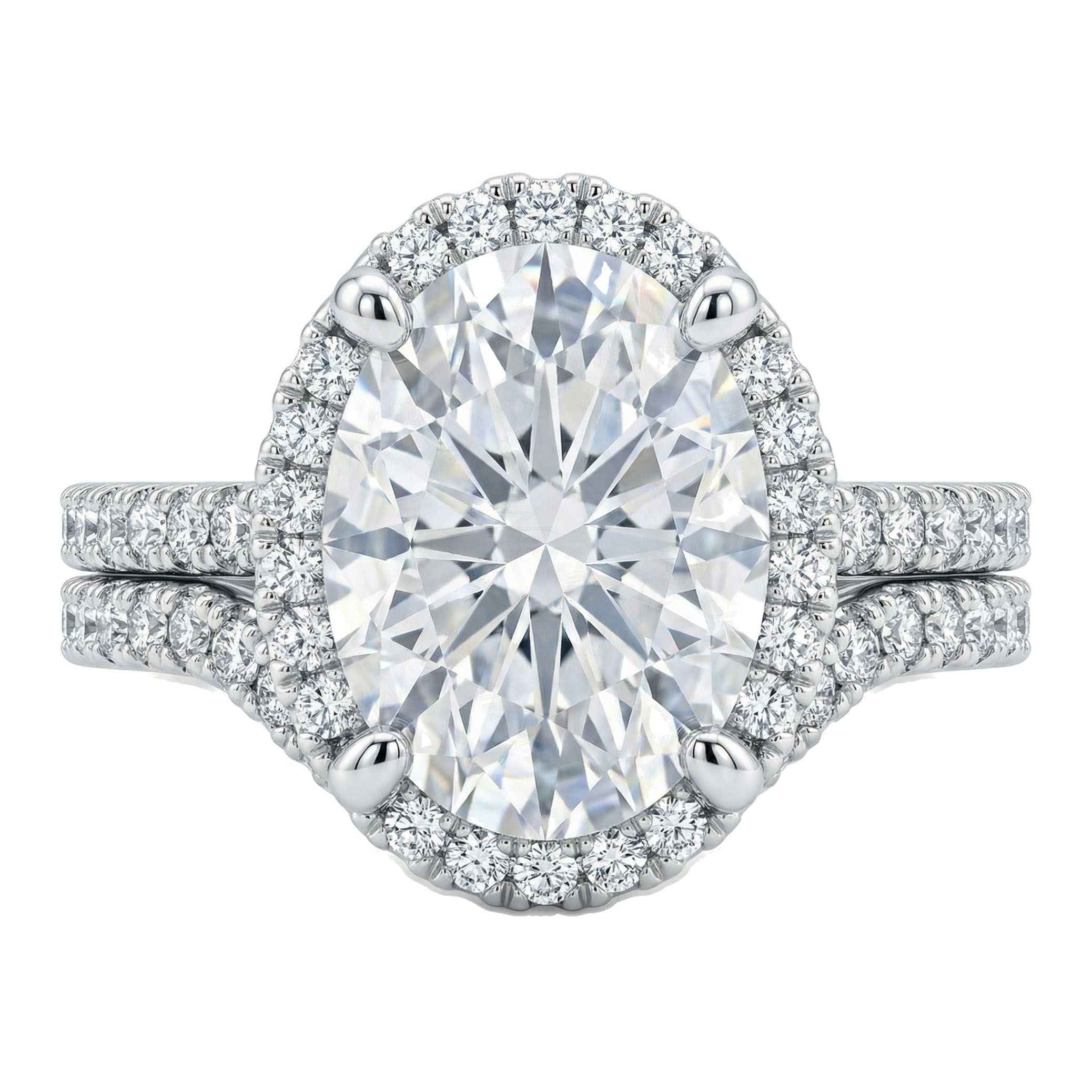 4.00 ct EF VS Lab Grown Diamond Halo Engagement Set in 10k White Gold _ Sz0500 102611