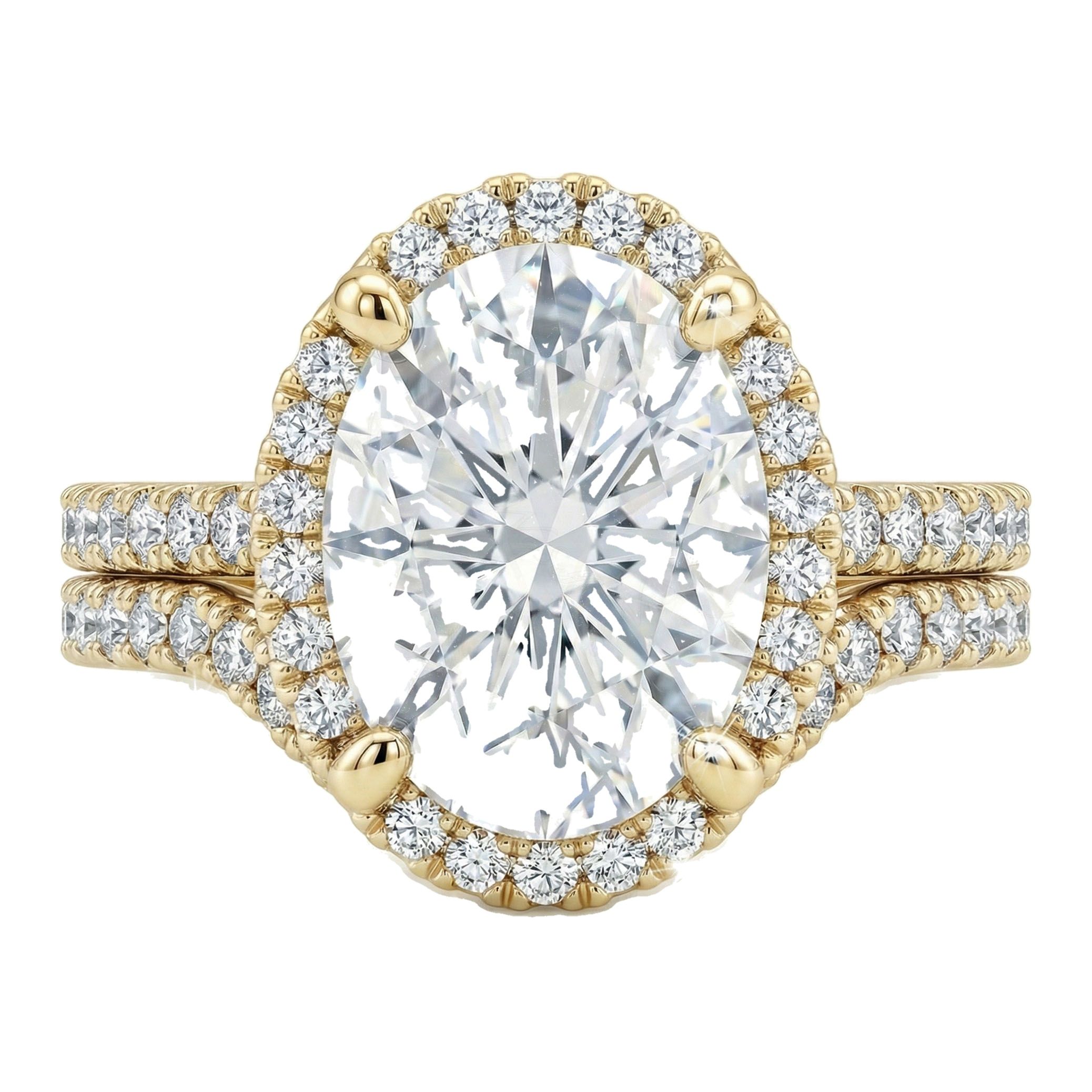 4.00 ct EF VS Lab Grown Diamond Halo Engagement Set in 10k Yellow Gold _ Sz0875 102611
