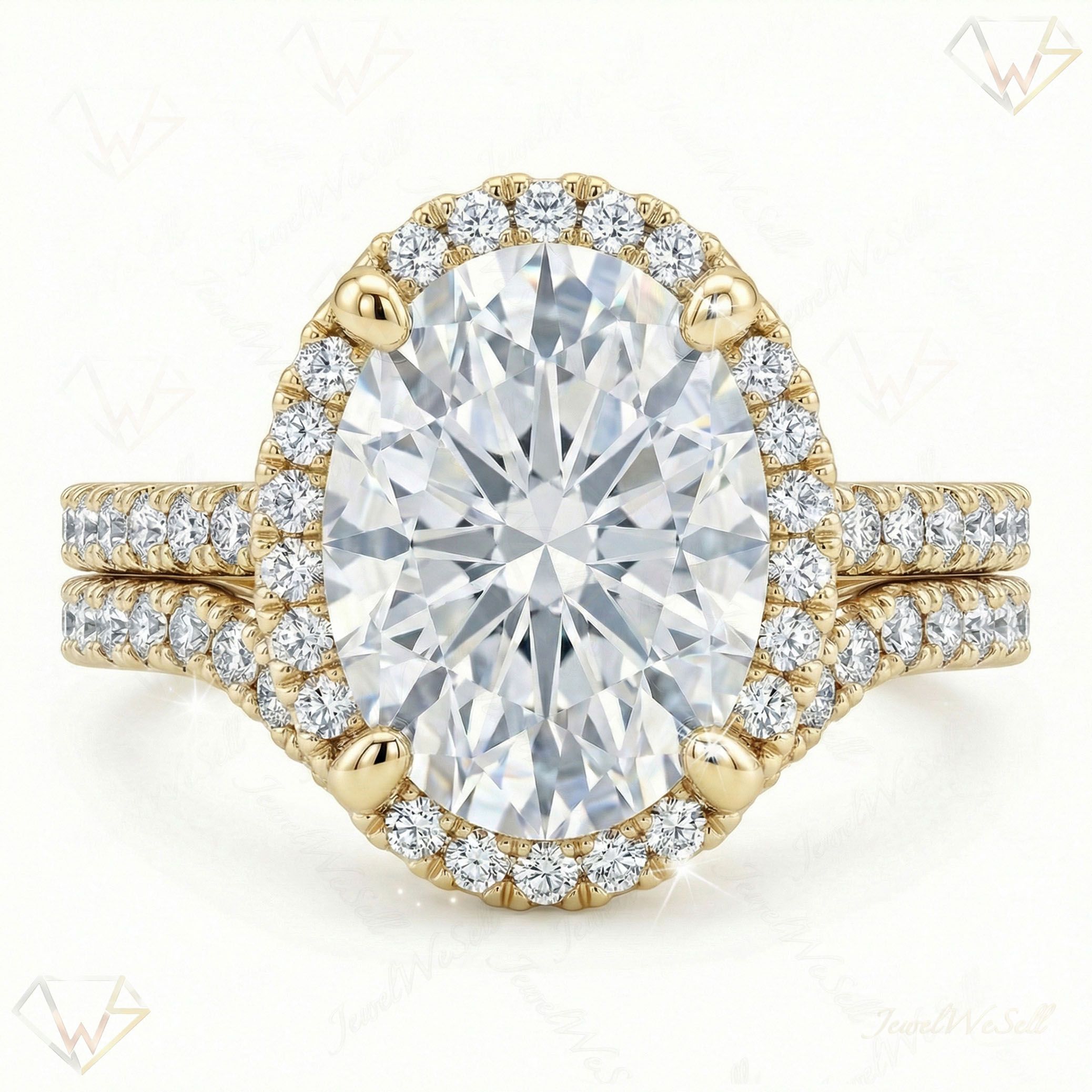 4.00 ct EF VS Lab Grown Diamond Halo Engagement Set in 10k Yellow Gold _ Sz0525 102611