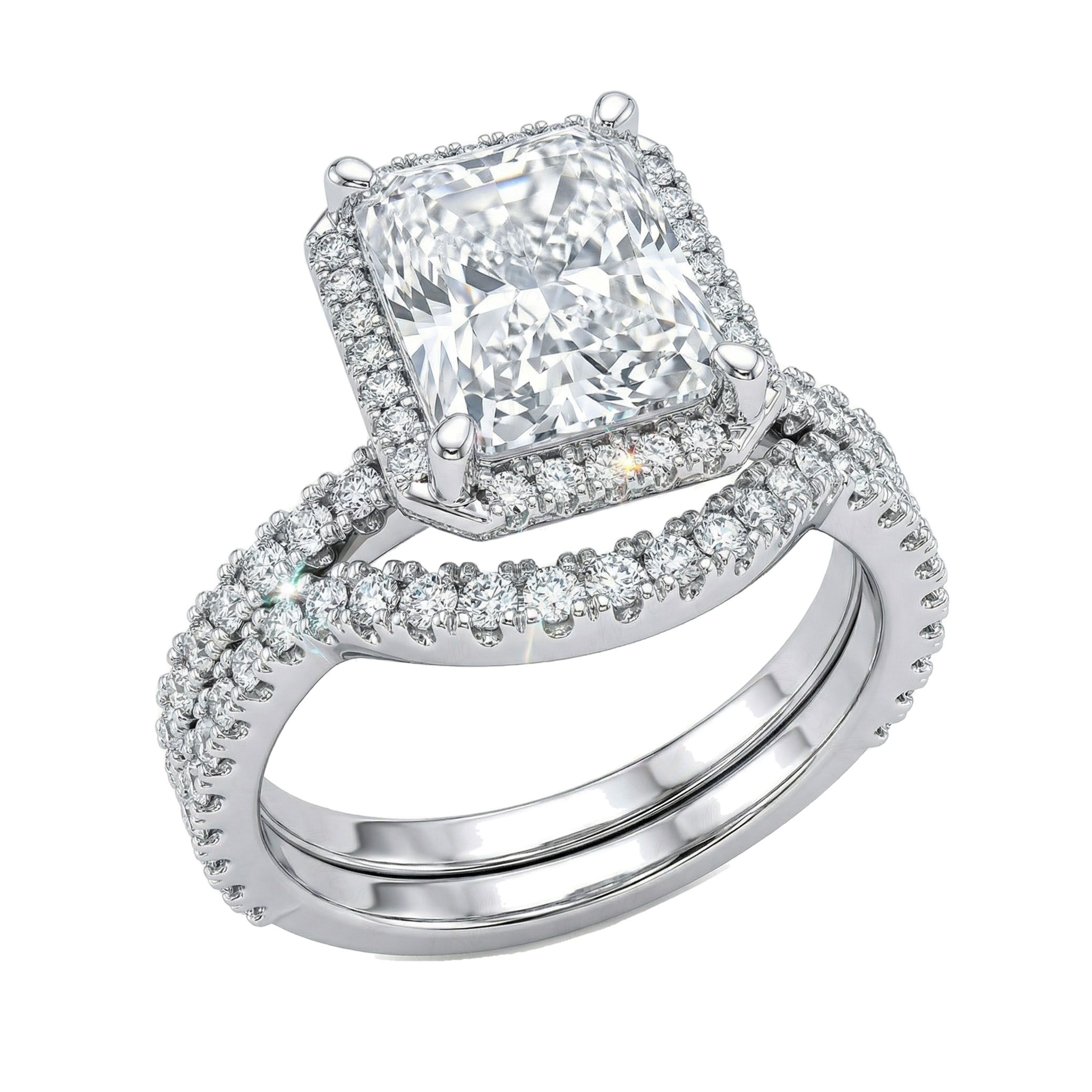 6.20 ct EF VS Lab Grown Diamond Halo Engagement Set in 10k White Gold _ Sz0475 102612