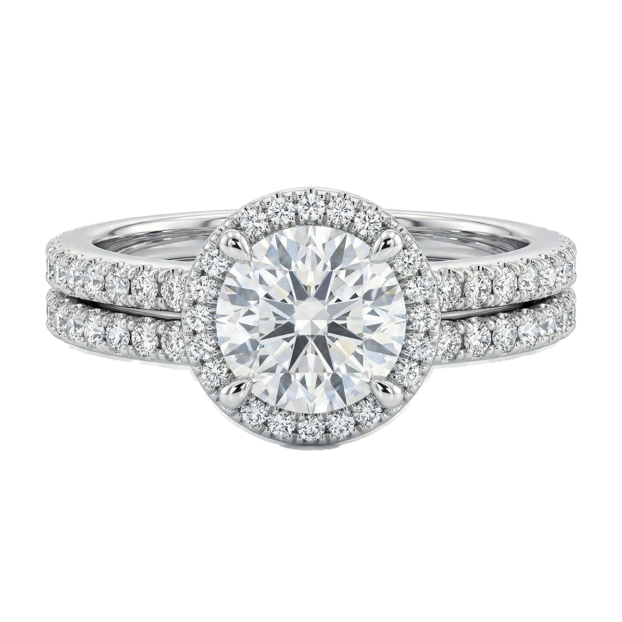 4.00 ct EF VS Lab Grown Diamond Halo Engagement Set in 14k White Gold _ Sz0850 102613