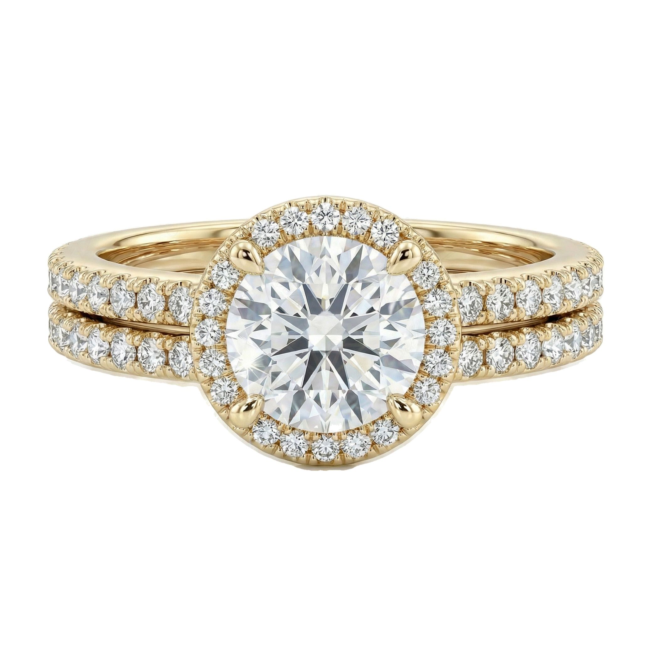 4.00 ct EF VS Lab Grown Diamond Halo Engagement Set in 14k Yellow Gold _ Sz0650 102613