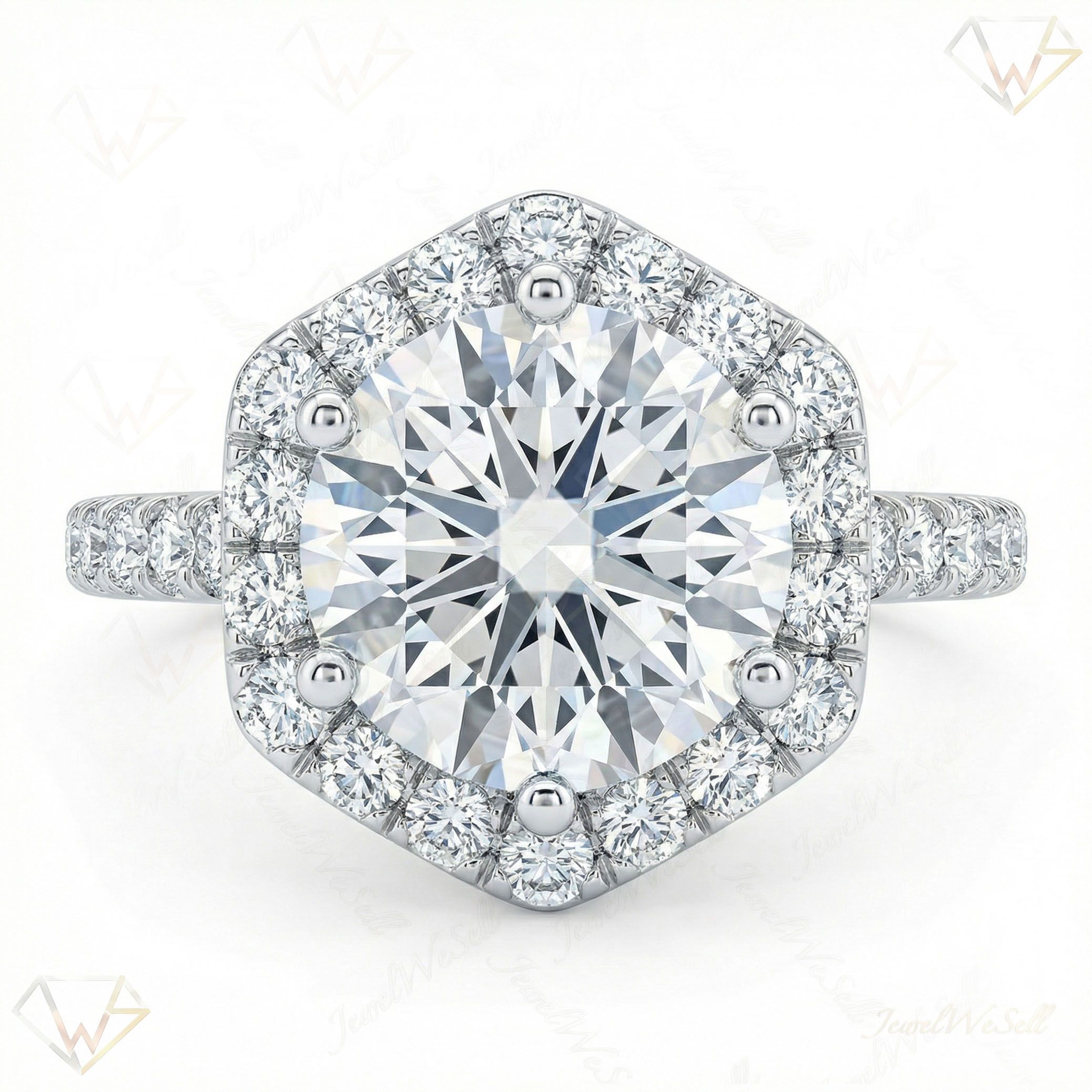 2.00 ct EF VS Lab Grown Diamond Halo Engagement Ring in 10k White Gold _ Sz0500 102764