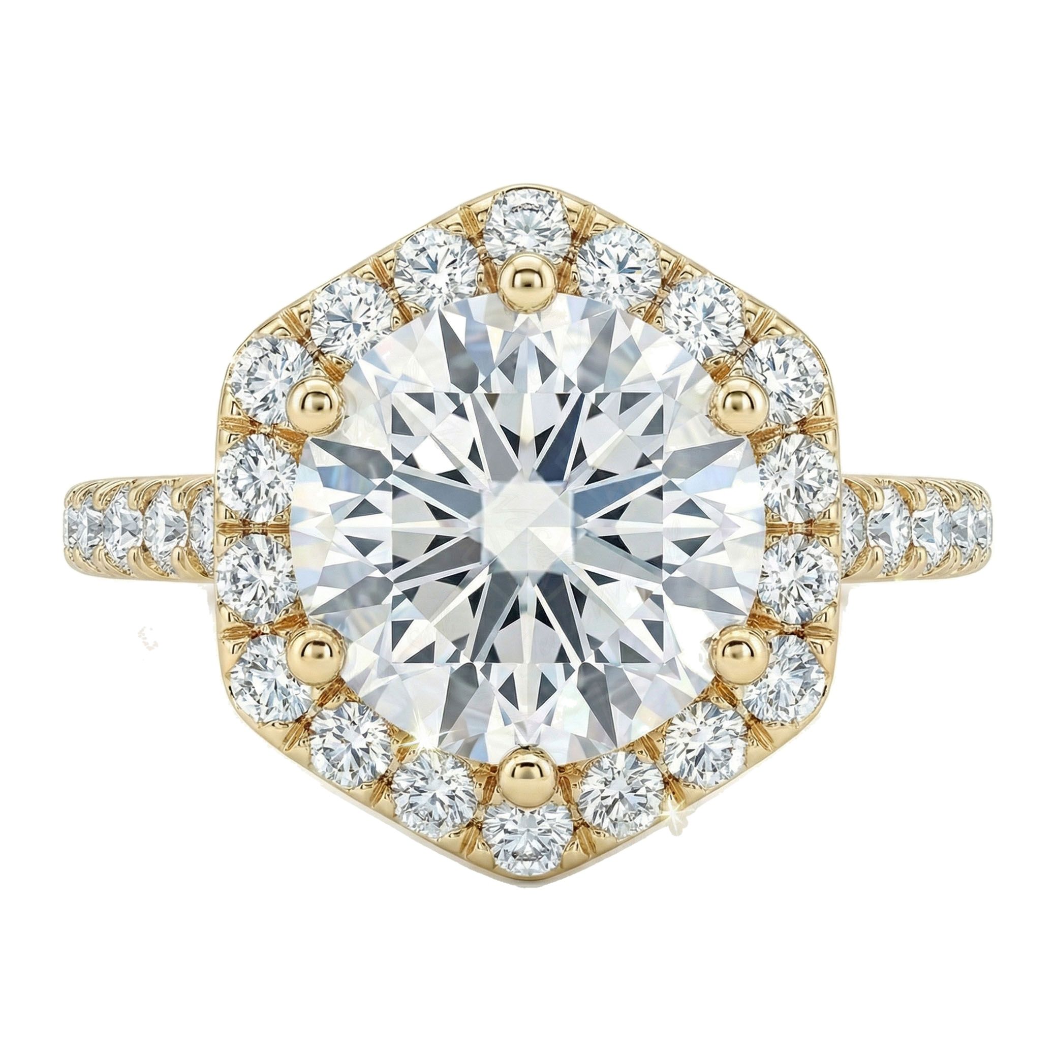 2.00 ct EF VS Lab Grown Diamond Halo Engagement Ring in 10k Yellow Gold _ Sz0450 102764