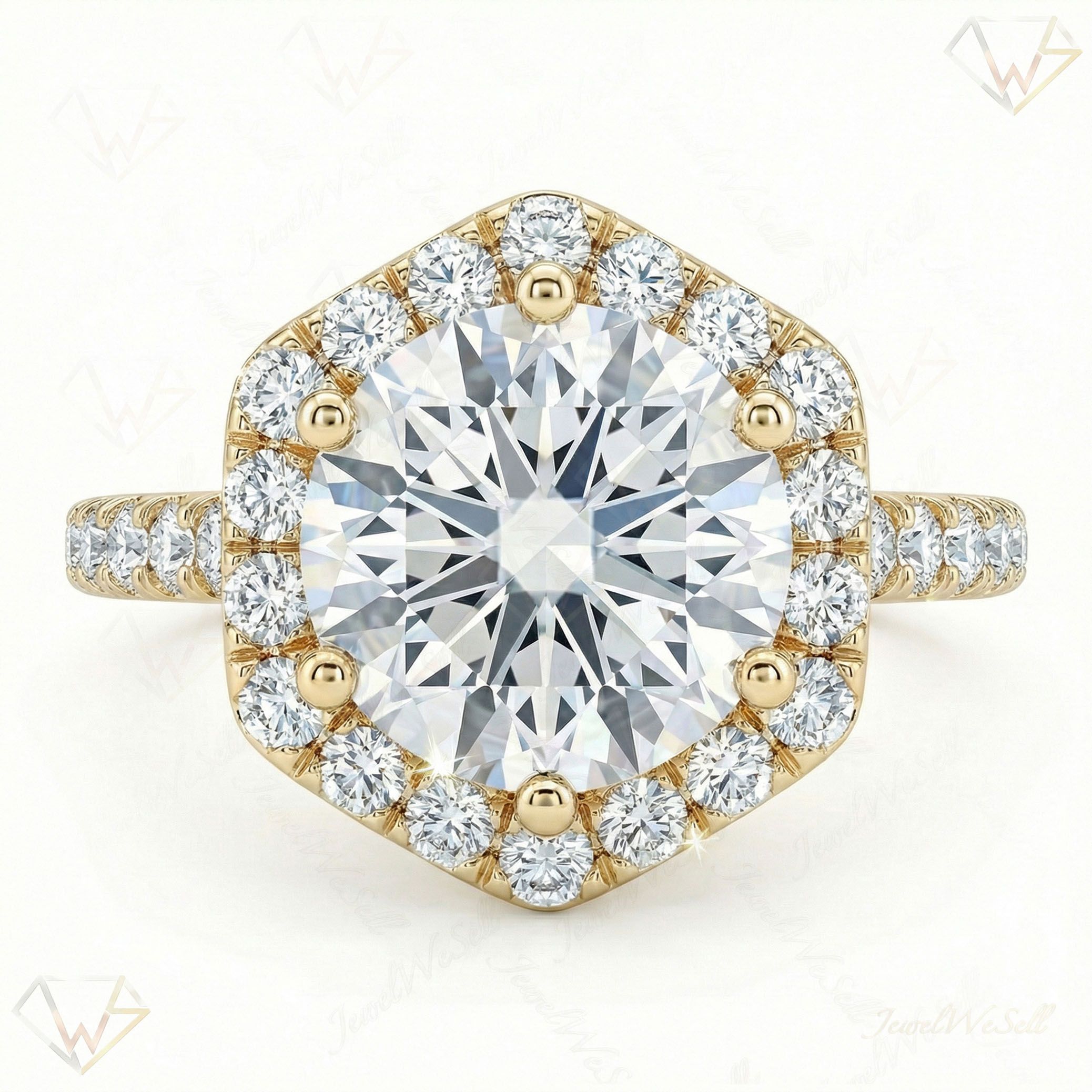 2.00 ct EF VS Lab Grown Diamond Halo Engagement Ring in 10k Yellow Gold _ Sz0525 102764