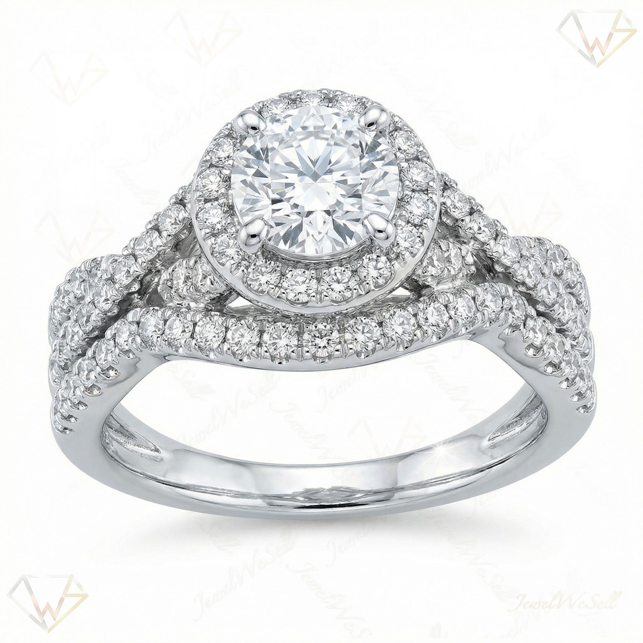 1.33 ct EF VS Moissanite Halo Engagement Set in 925 Sterling SIlver _ Sz0525 102767
