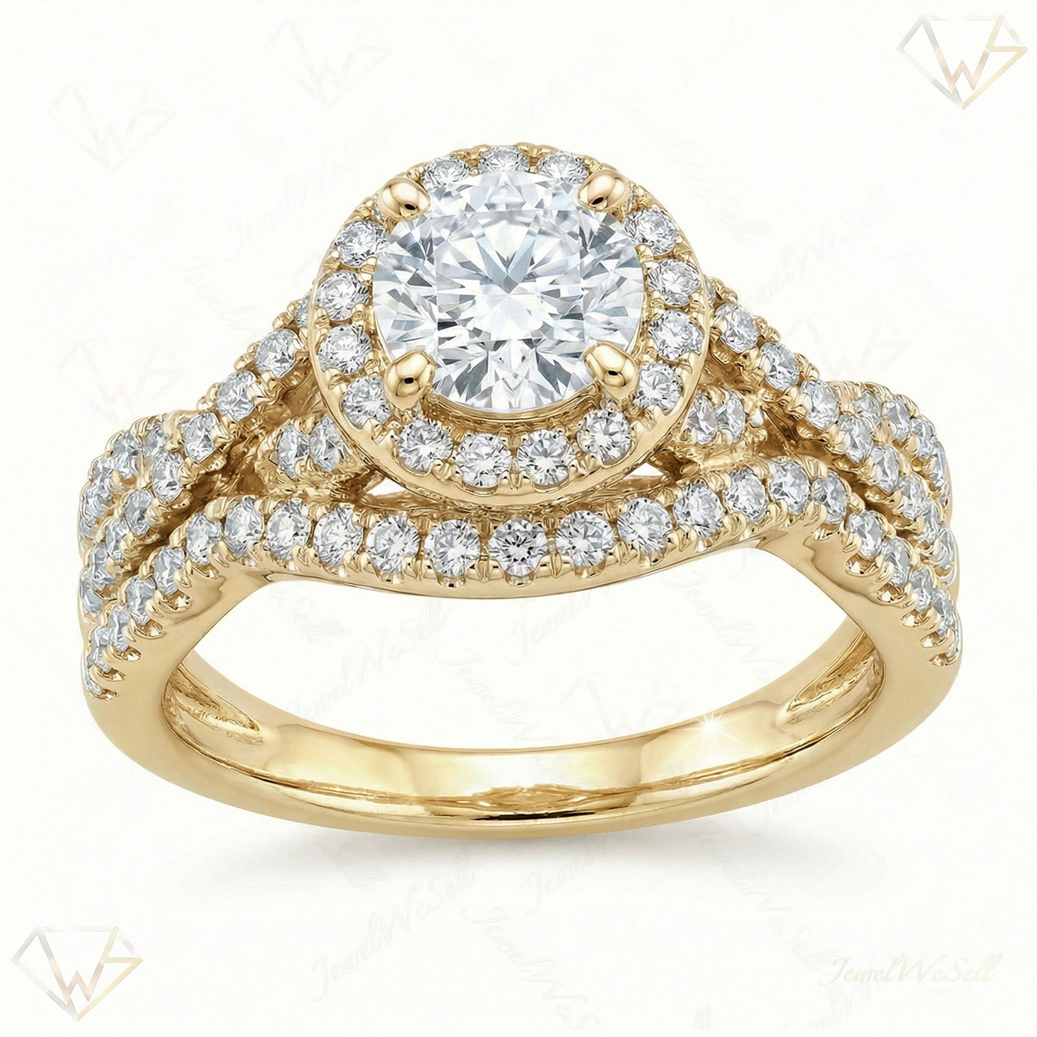1.33 ct EF VS Lab Grown Diamond Halo Engagement Set in 10k Yellow Gold _ Sz0475 102767