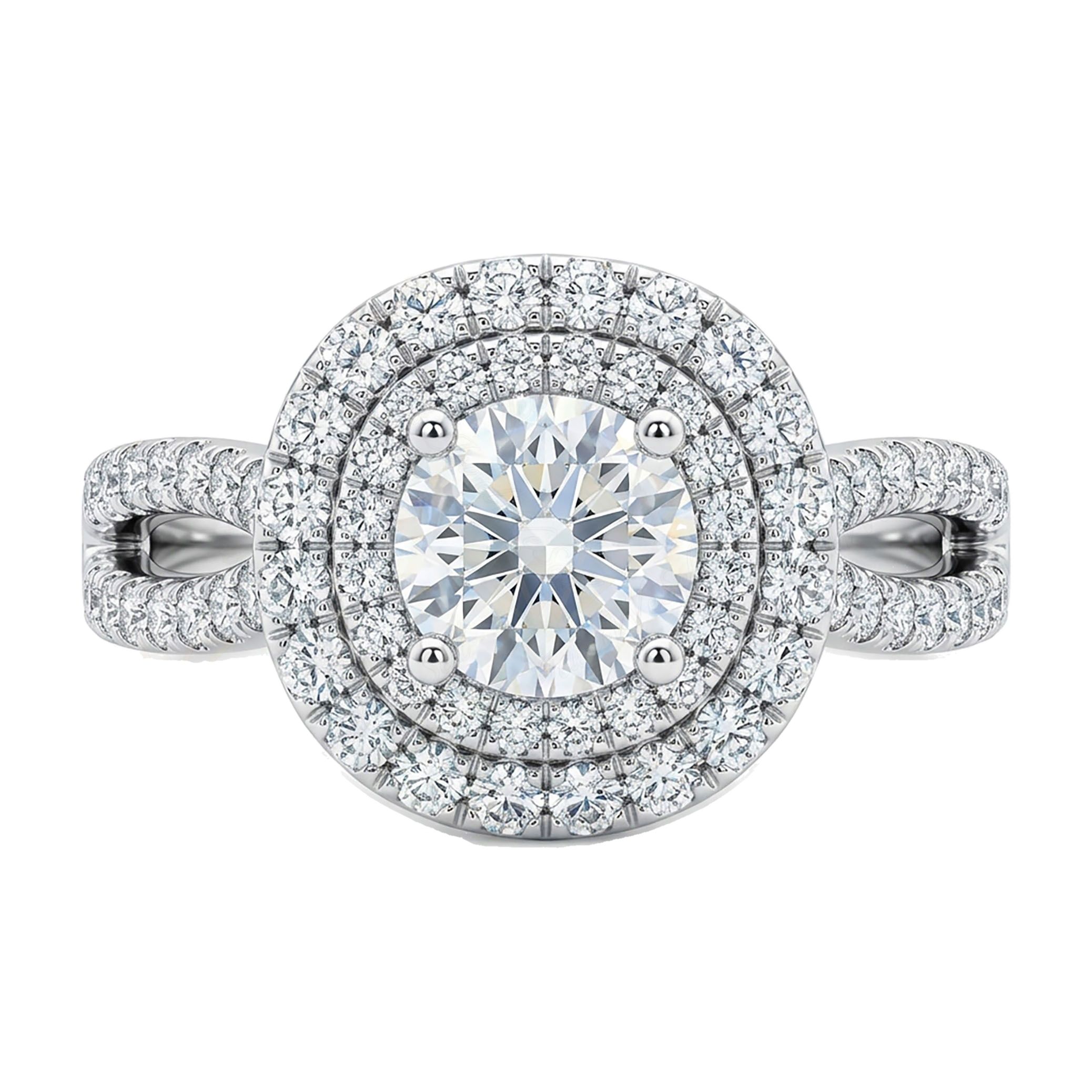 1.33 ct EF VS Lab Grown Diamond Halo Engagement Ring in 14k White Gold _ Sz0775 102769
