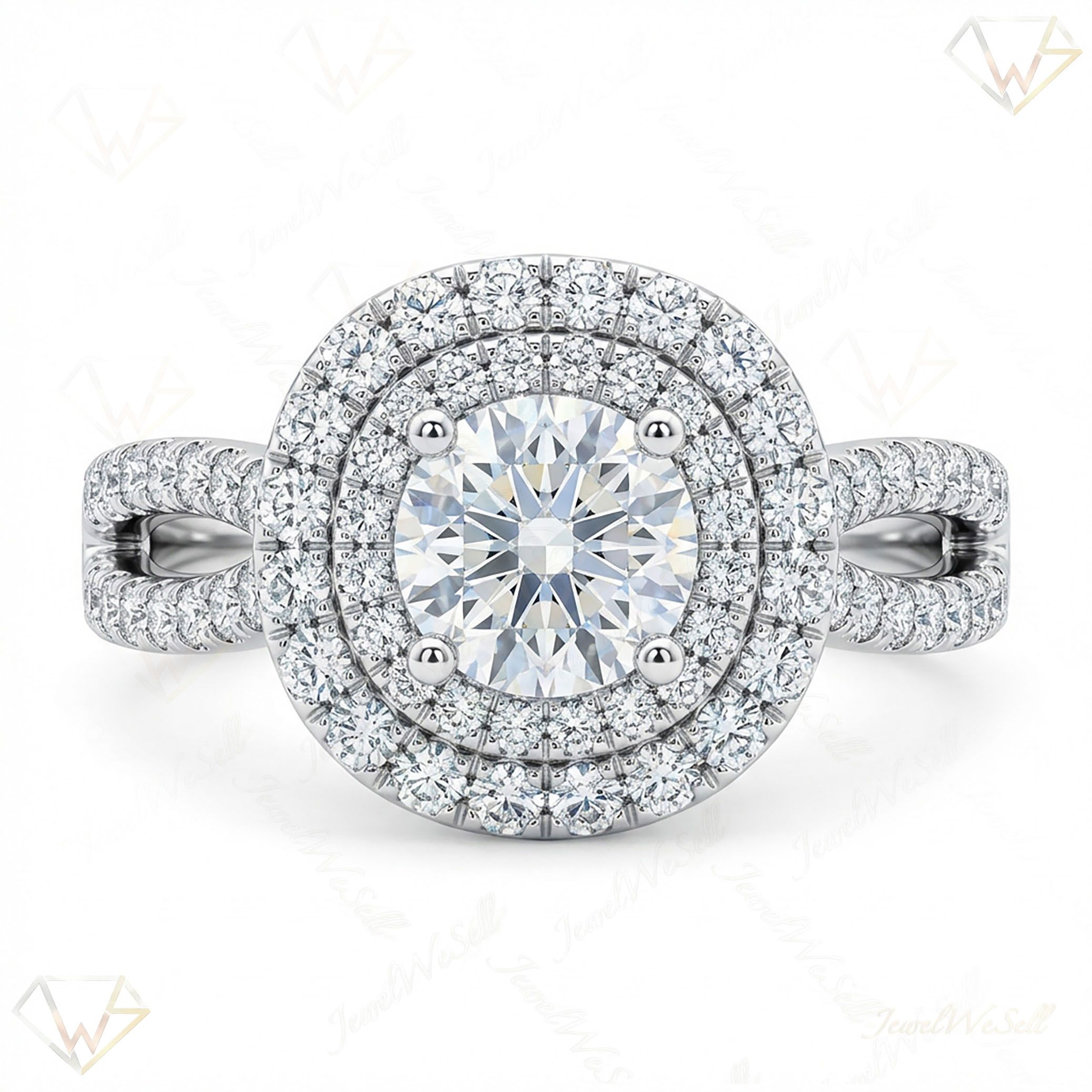 1.33 ct EF VS Moissanite Halo Engagement Ring in 925 Sterling SIlver _ Sz0550 102769
