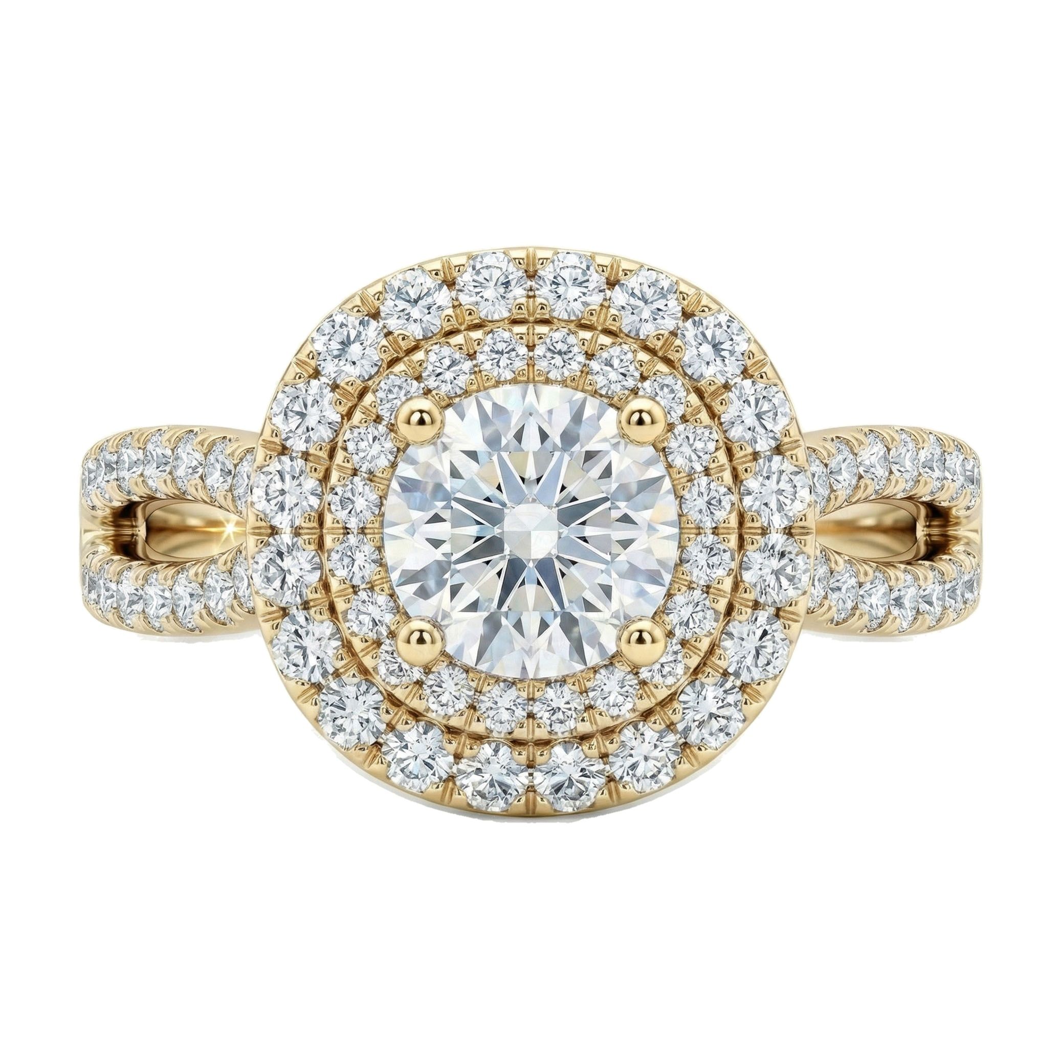 1.33 ct EF VS Lab Grown Diamond Halo Engagement Ring in 10k Yellow Gold _ Sz0450 102769