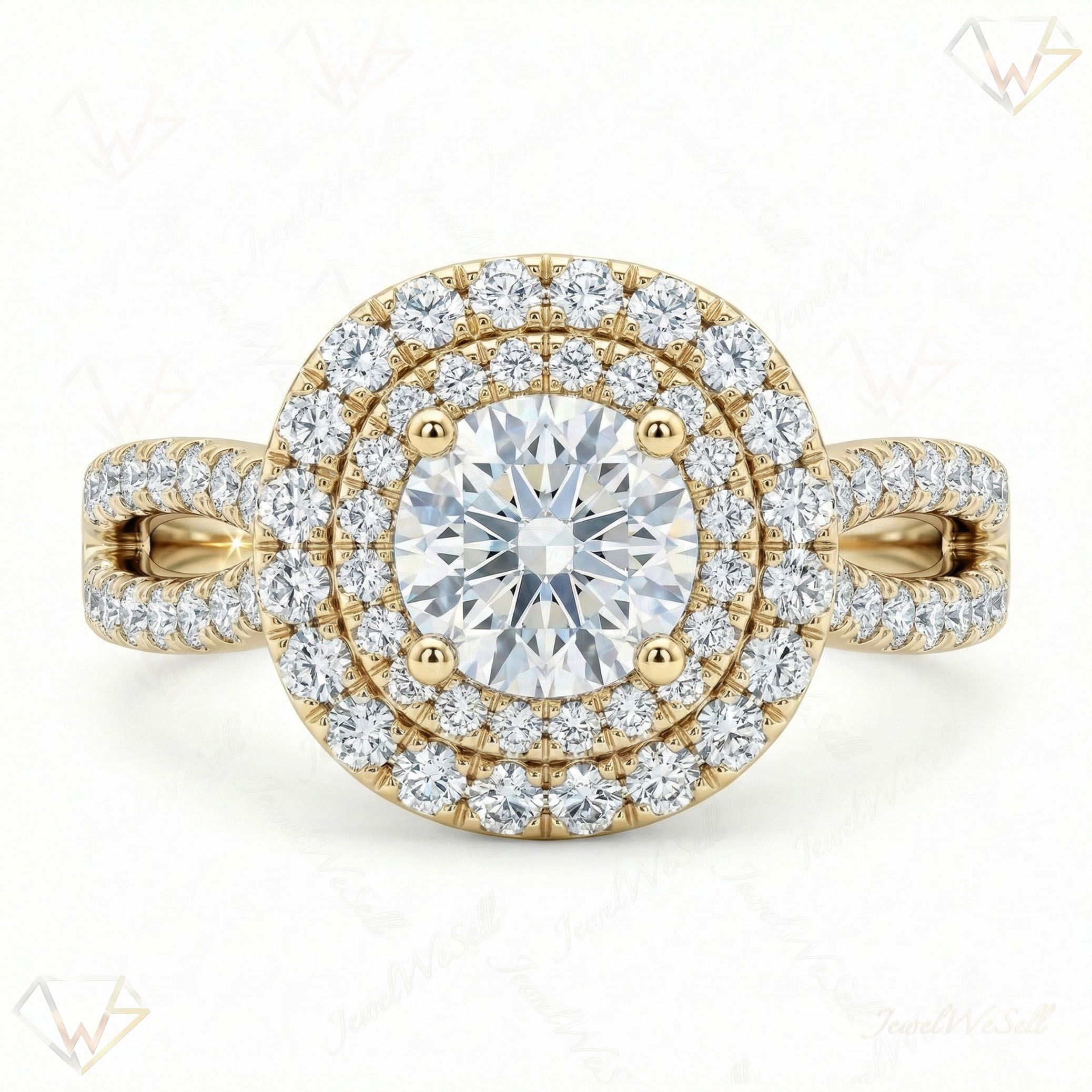1.33 ct EF VS Lab Grown Diamond Halo Engagement Ring in 14k Yellow Gold _ Sz0550 102769