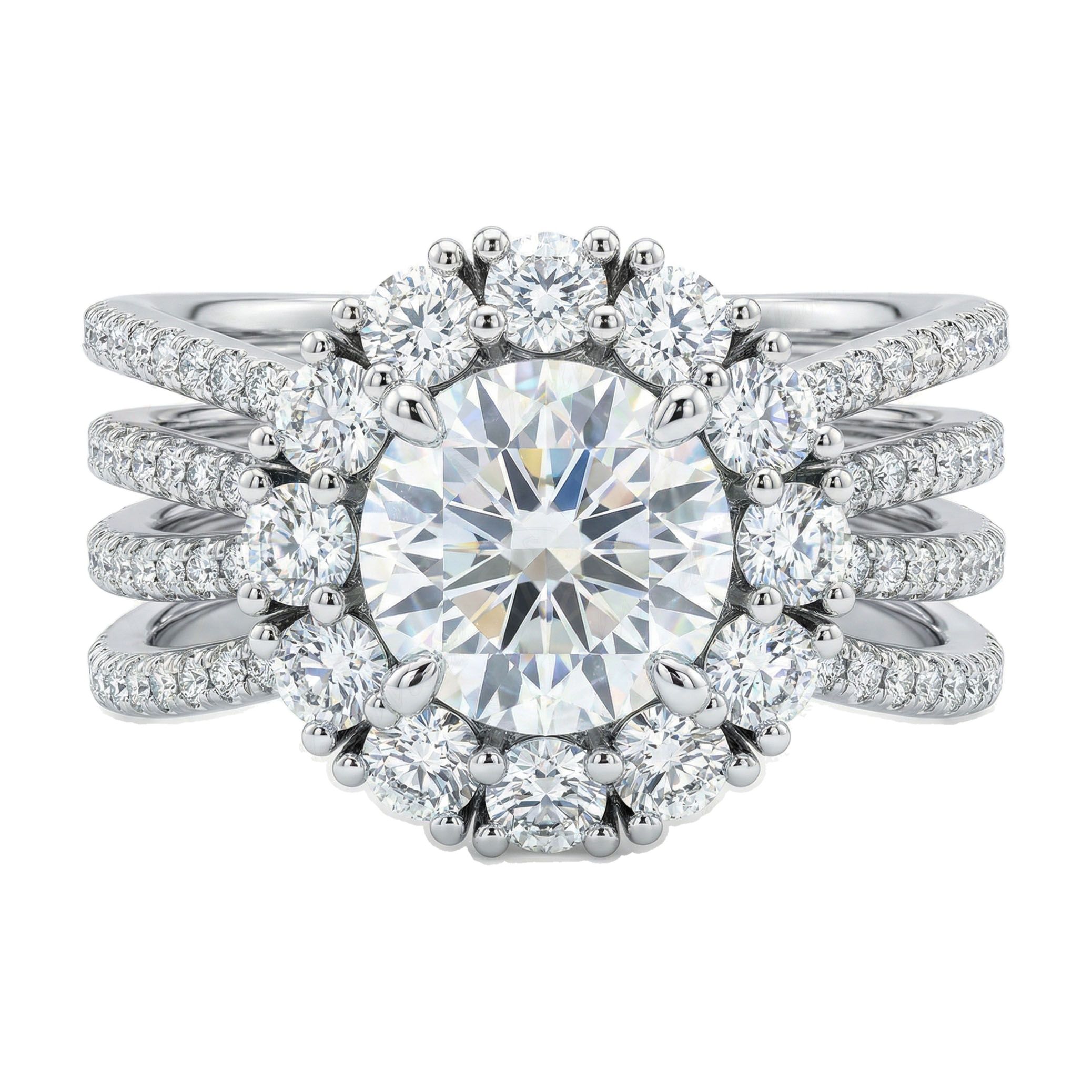 2.75 ct EF VS Moissanite Halo Engagement Ring in 925 Sterling SIlver _ Sz0775 102770