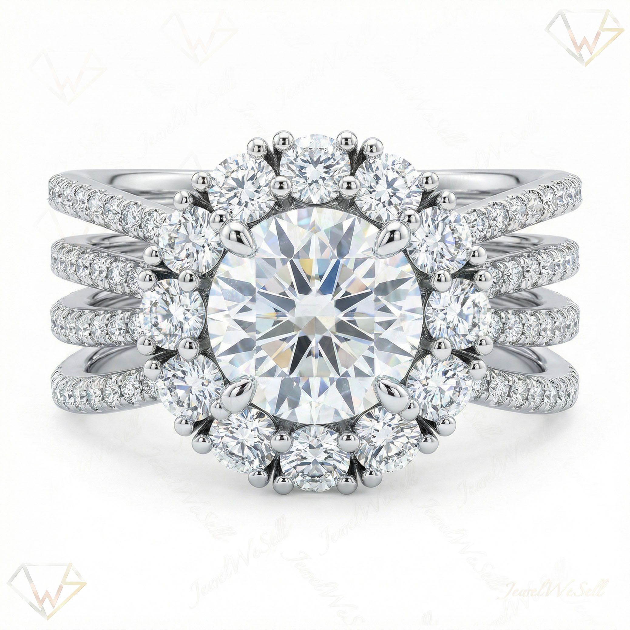2.75 ct EF VS Lab Grown Diamond Halo Engagement Ring in 10k White Gold _ Sz0625 102770