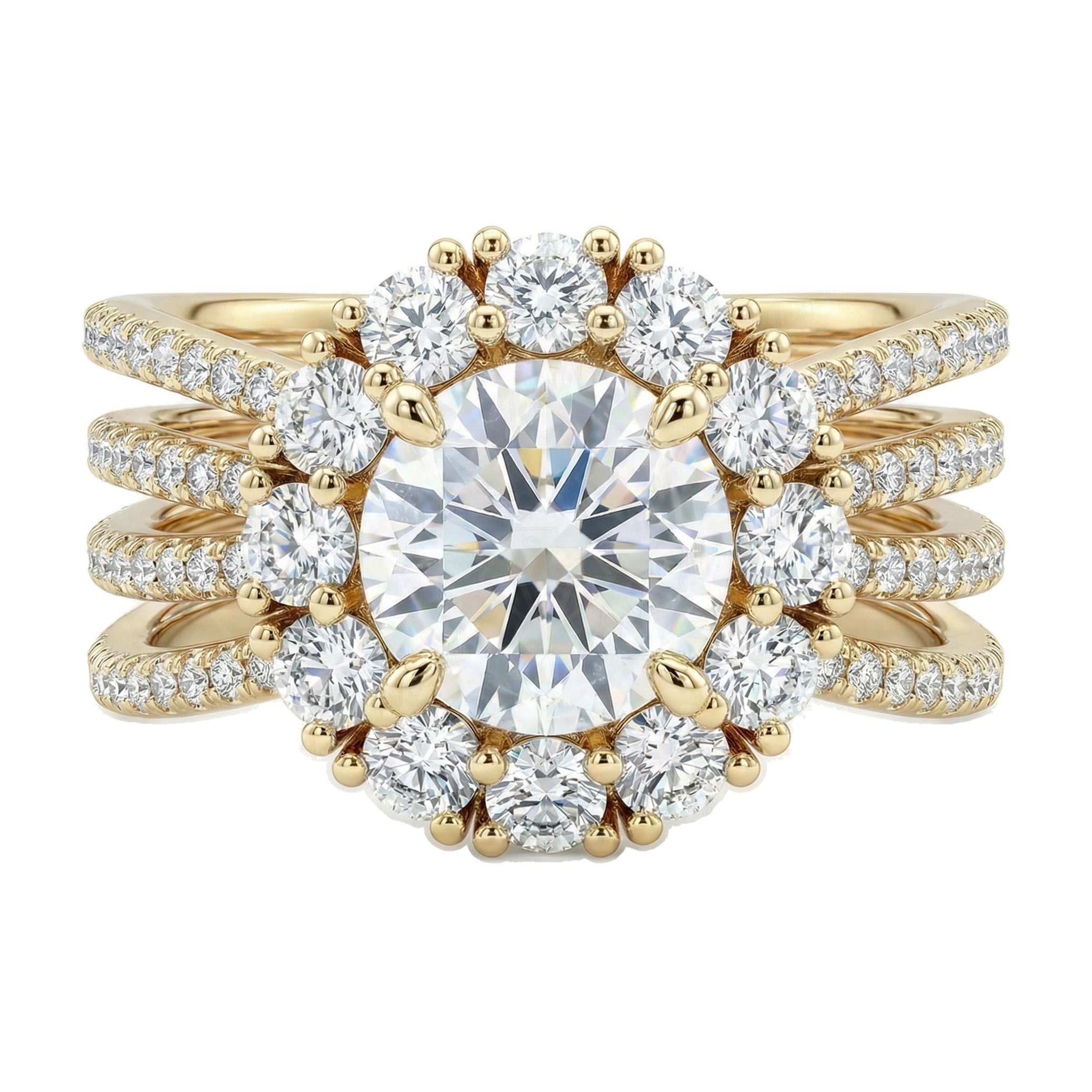 2.75 ct EF VS Lab Grown Diamond Halo Engagement Ring in 14k Yellow Gold _ Sz0475 102770