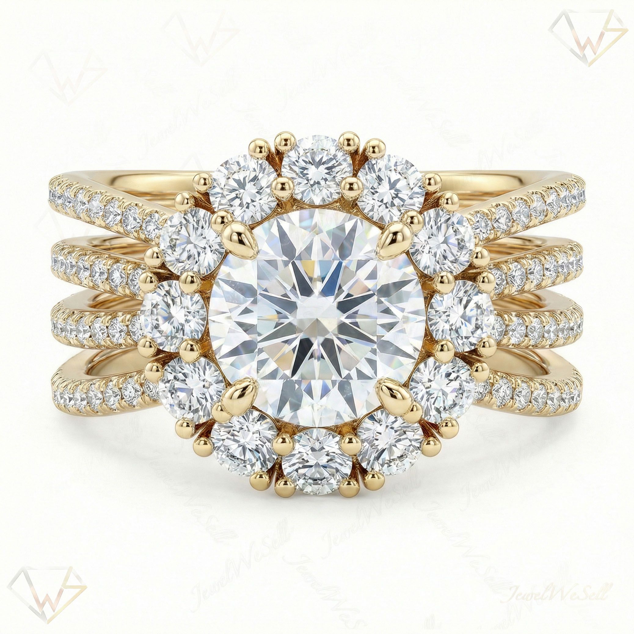 2.75 ct EF VS Lab Grown Diamond Halo Engagement Ring in 10k Yellow Gold _ Sz0575 102770