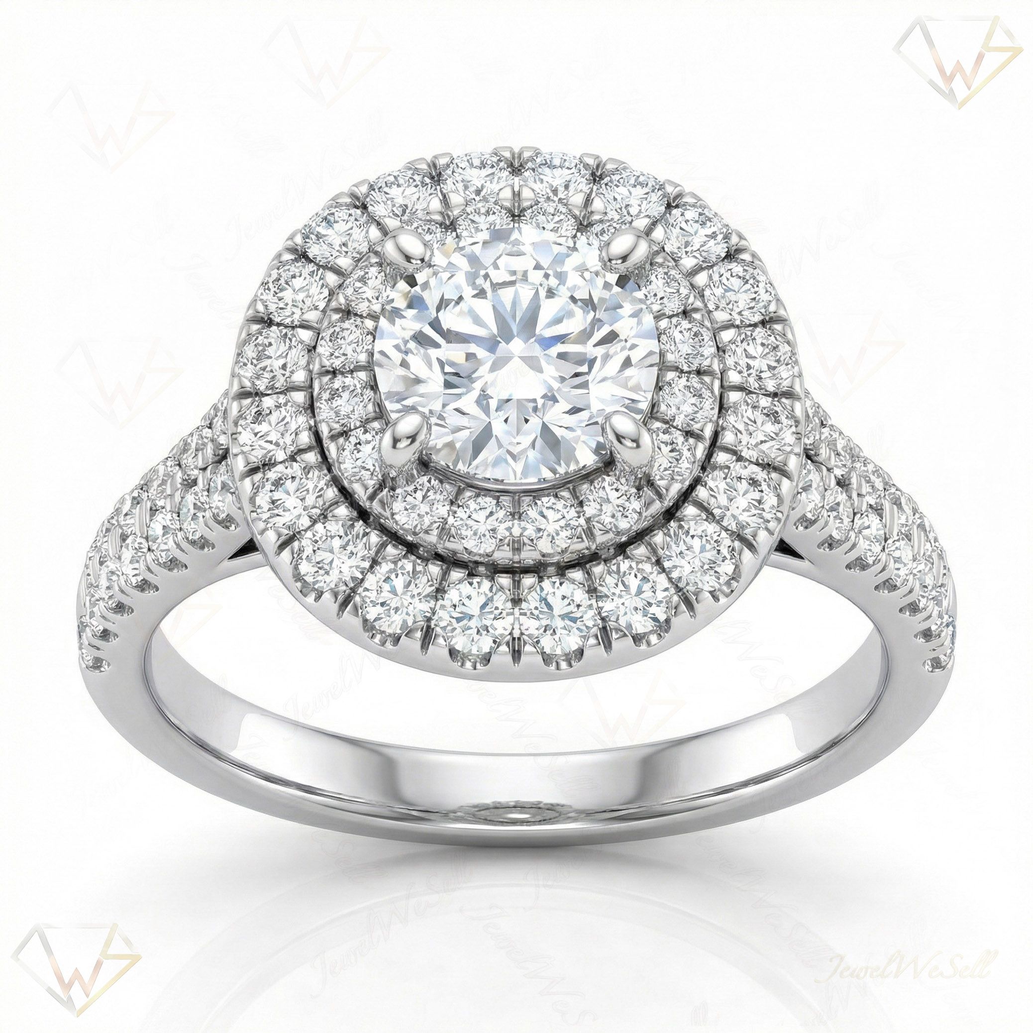 1.90 ct EF VS Lab Grown Diamond Halo Engagement Ring in 14k White Gold _ Sz0475 102772