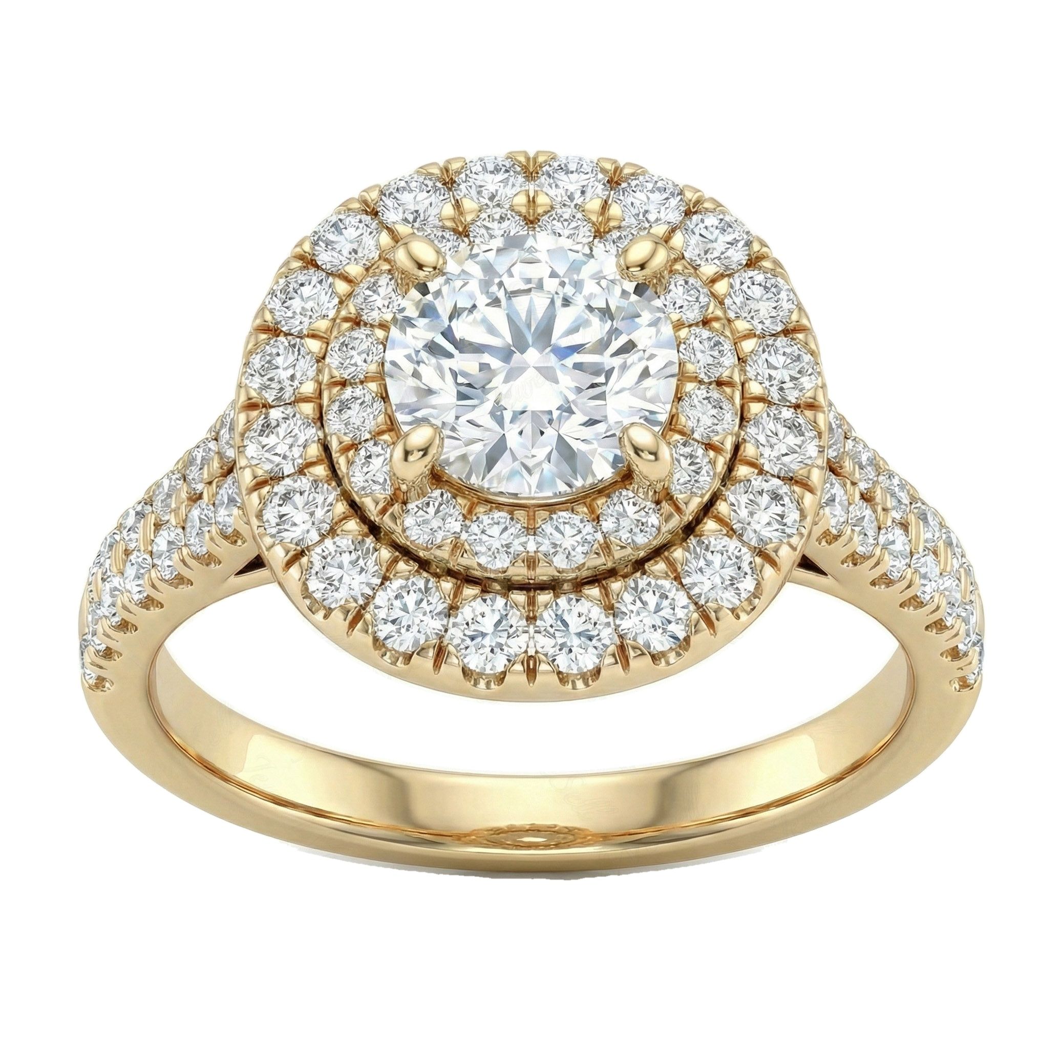 1.90 ct EF VS Lab Grown Diamond Halo Engagement Ring in 14k Yellow Gold _ Sz0875 102772