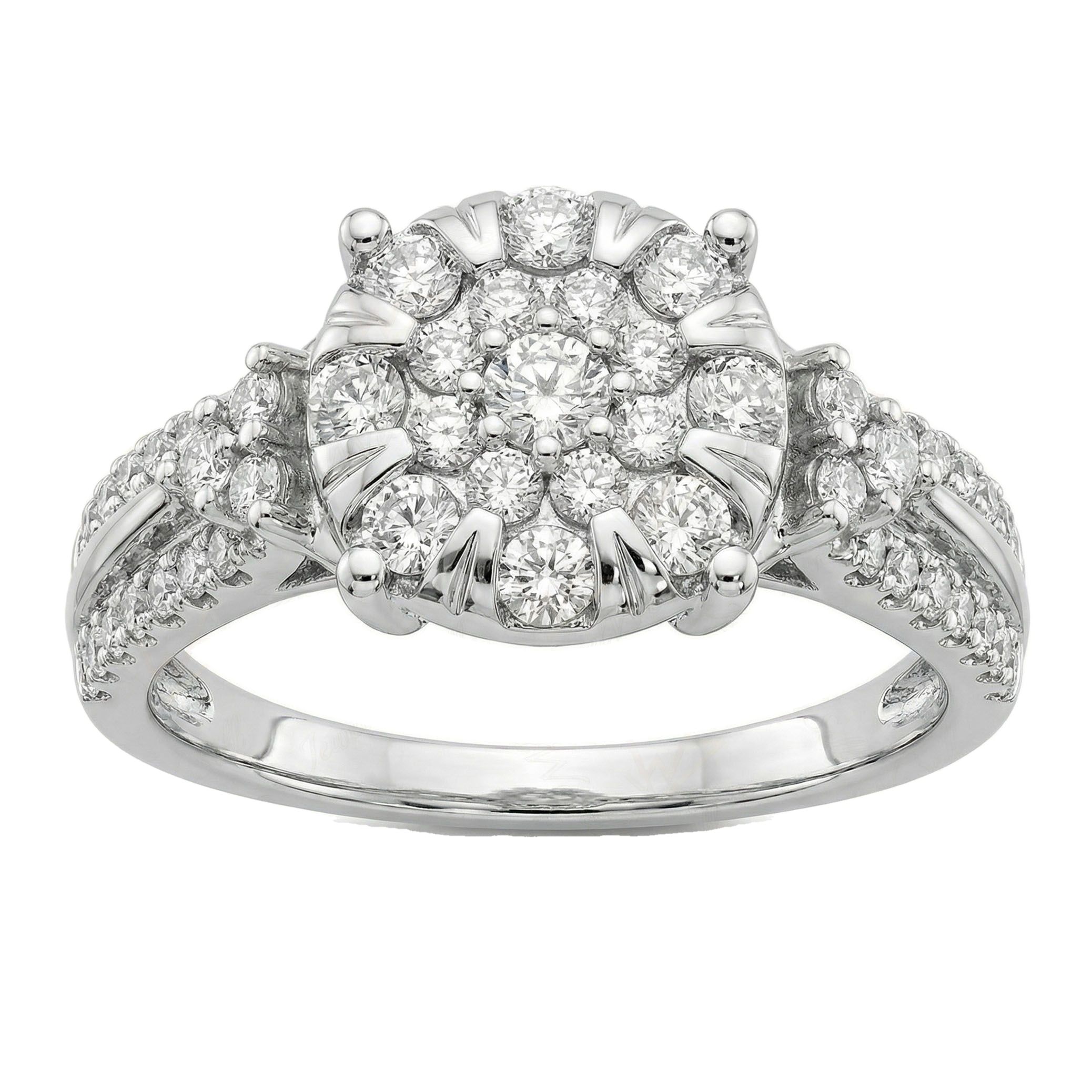 0.66 ct EF VS Lab Grown Diamond Circle Cluster Engagement Ring in 10k White Gold _ Sz0400 102848