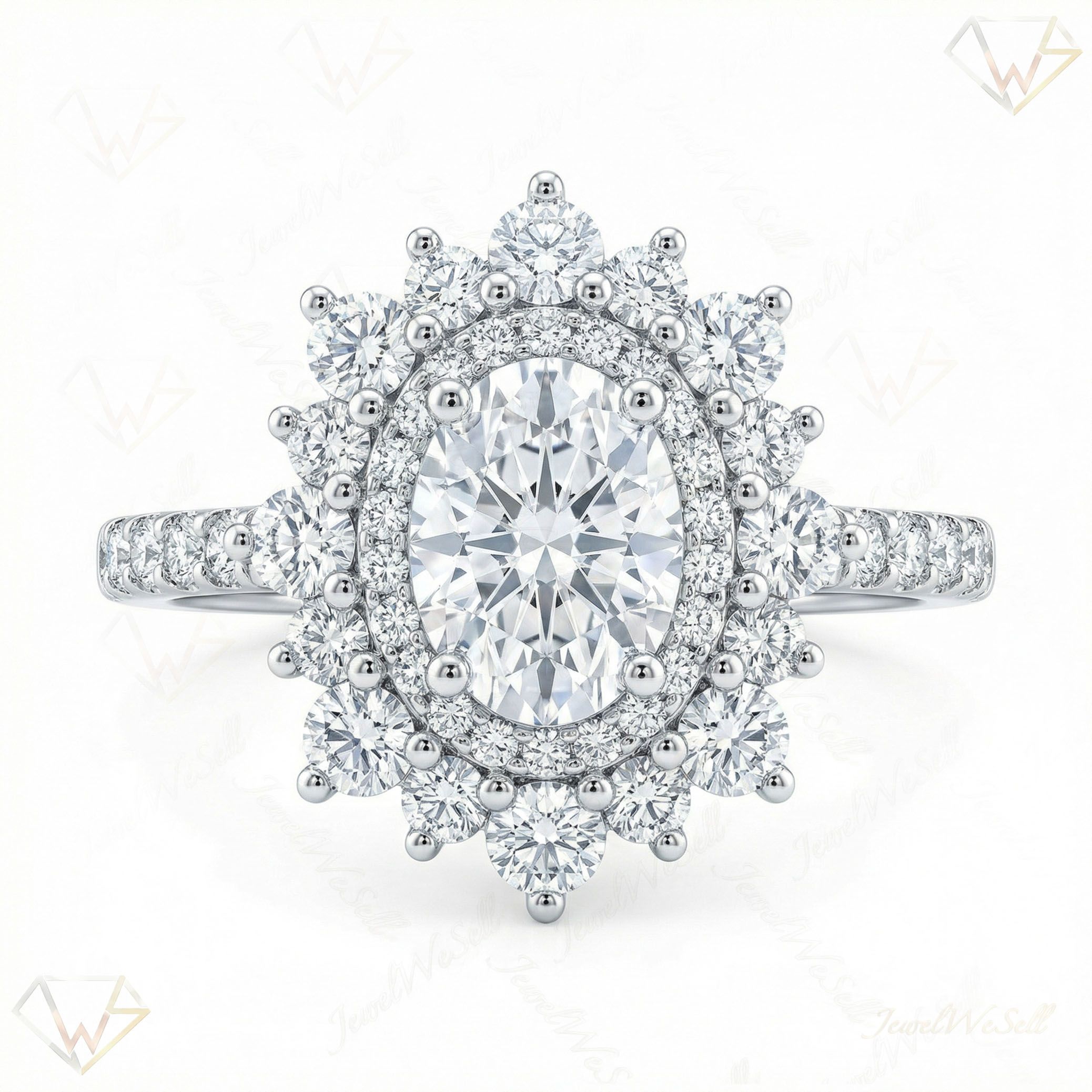 1.50 ct EF VS Lab Grown Diamond Halo Engagement Ring in 10k White Gold _ Sz0725 102851