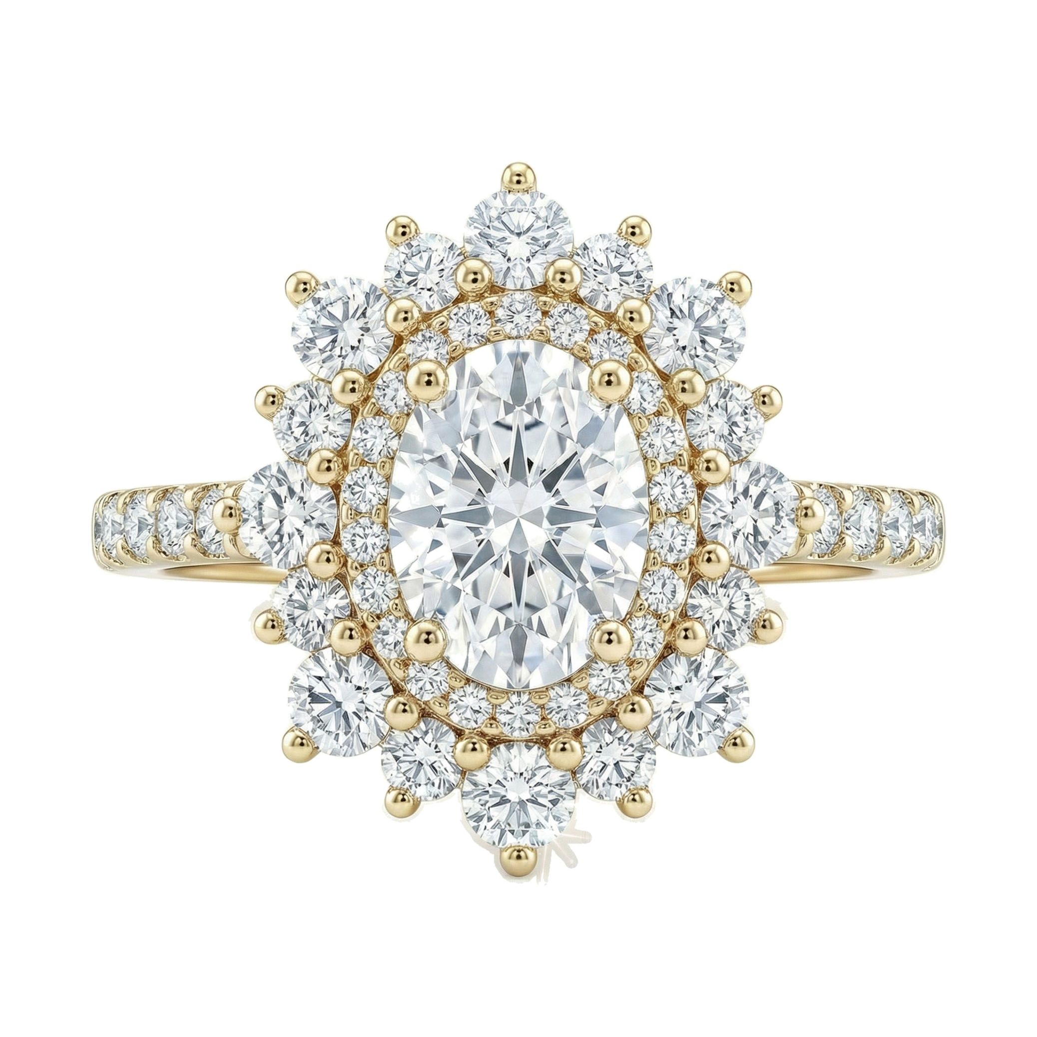 1.50 ct EF VS Lab Grown Diamond Halo Engagement Ring in 10k Yellow Gold _ Sz0450 102851