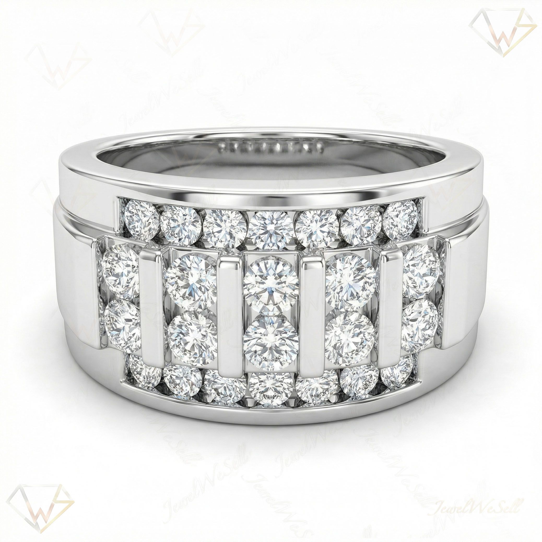 1.50 ct EF VS Lab Grown Diamond Mens Wedding Band in 14k White Gold _ Sz0550 102857