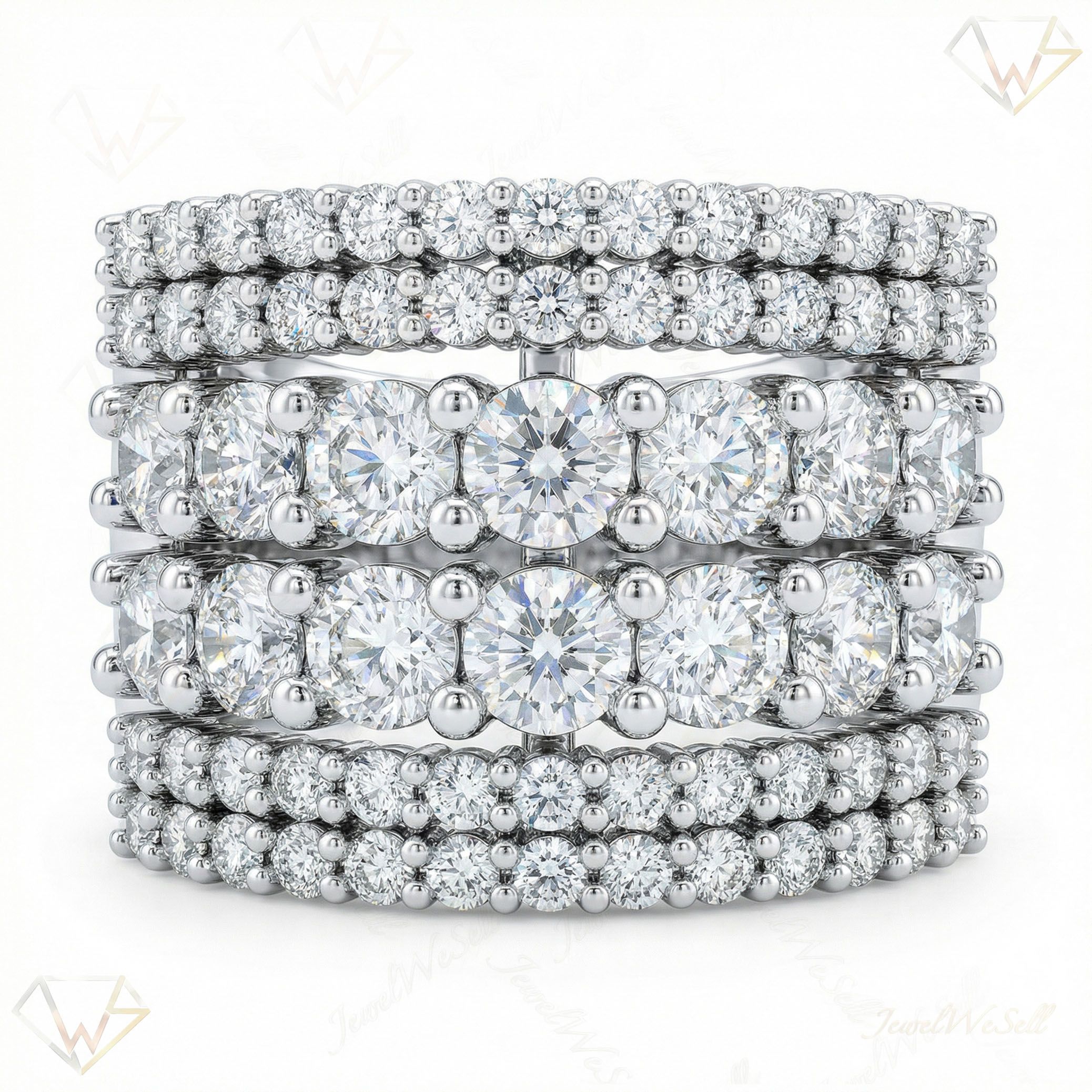 2.20 ct EF VS Lab Grown Diamond Multi Row Wedding Band in 10k White Gold _ Sz0550 102864