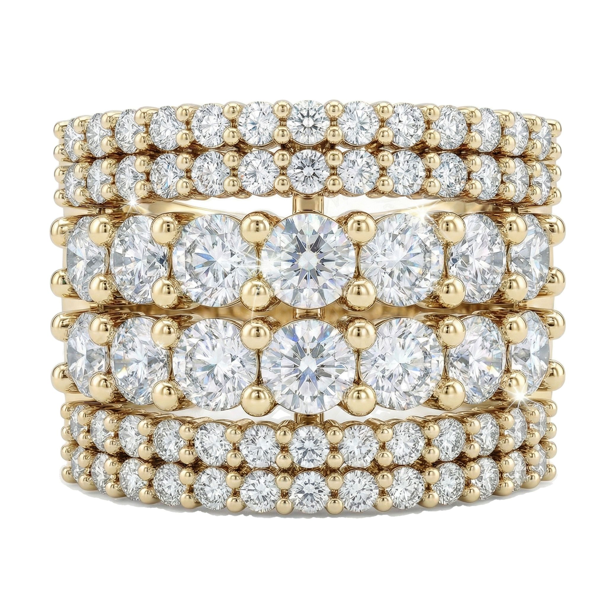 2.20 ct EF VS Lab Grown Diamond Multi Row Wedding Band in 14k Yellow Gold _ Sz0850 102864