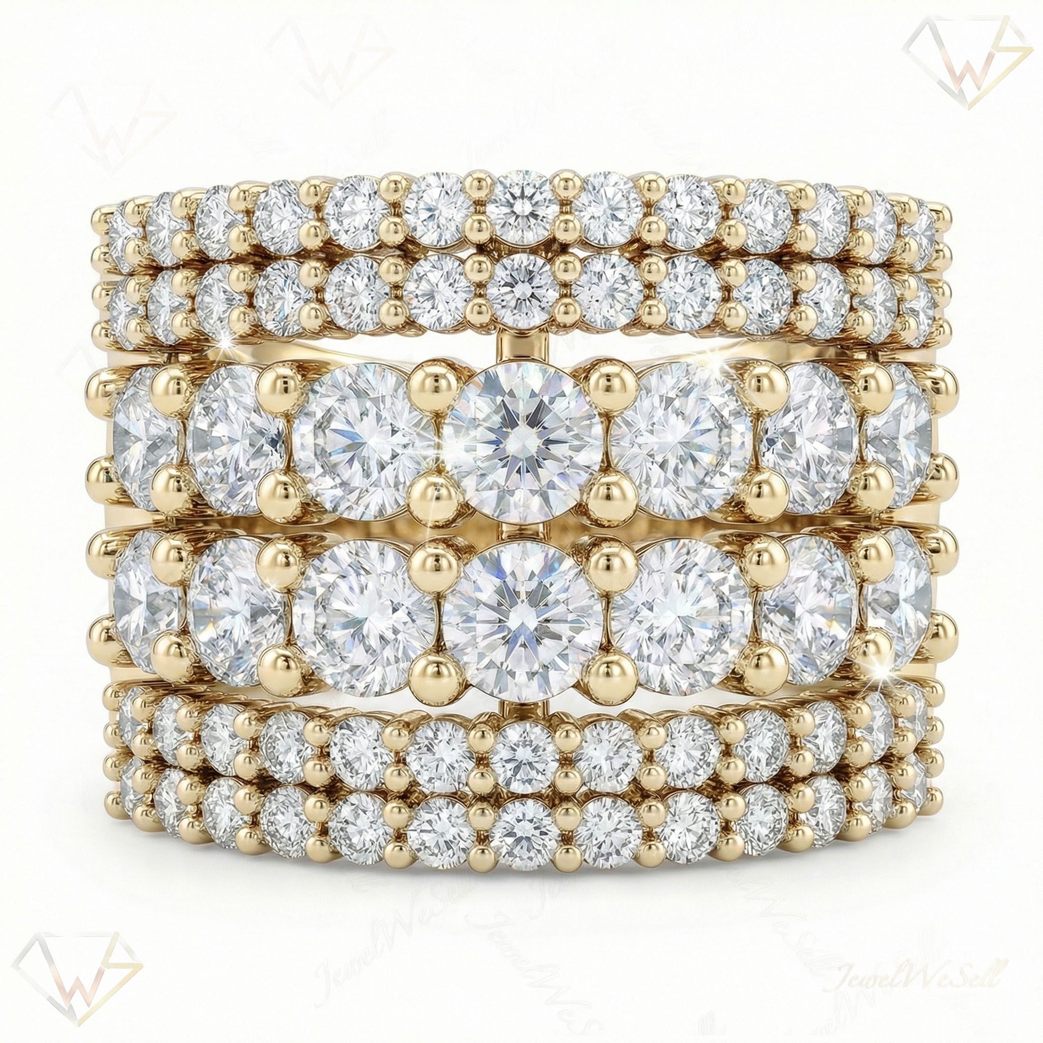 2.20 ct EF VS Lab Grown Diamond Multi Row Wedding Band in 10k Yellow Gold _ Sz0450 102864