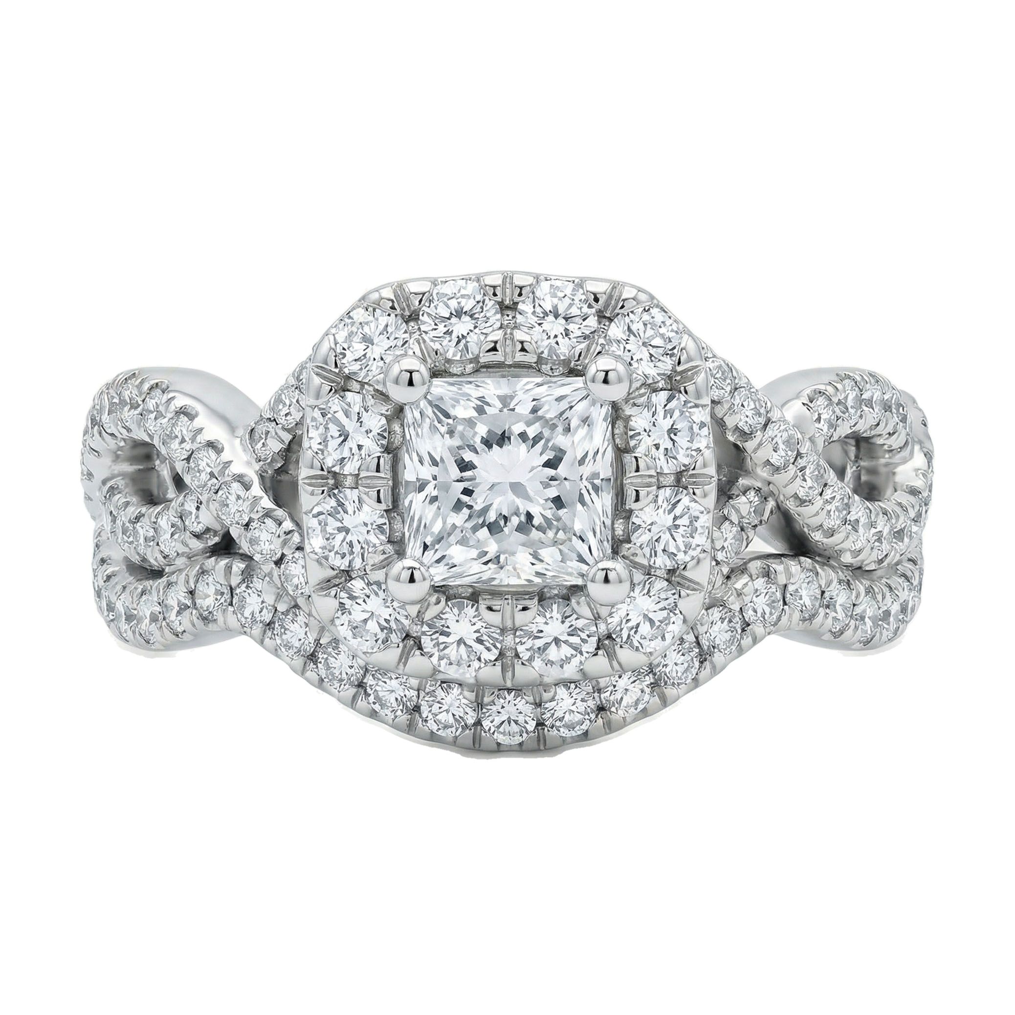1.25 ct EF VS Lab Grown Diamond Halo Engagement Set in 14k White Gold _ Sz0575 102873