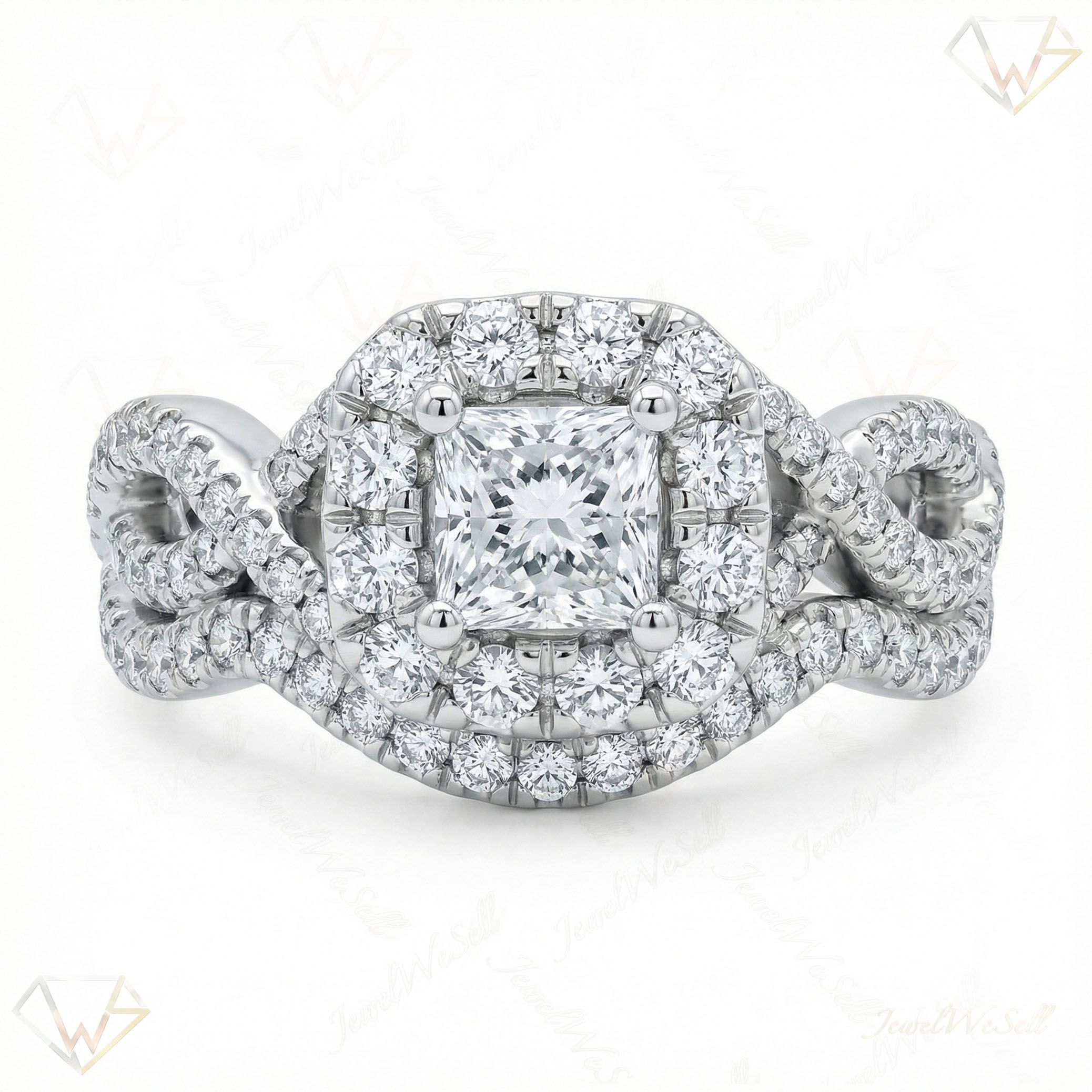 1.25 ct EF VS Lab Grown Diamond Halo Engagement Set in 10k White Gold _ Sz0425 102873
