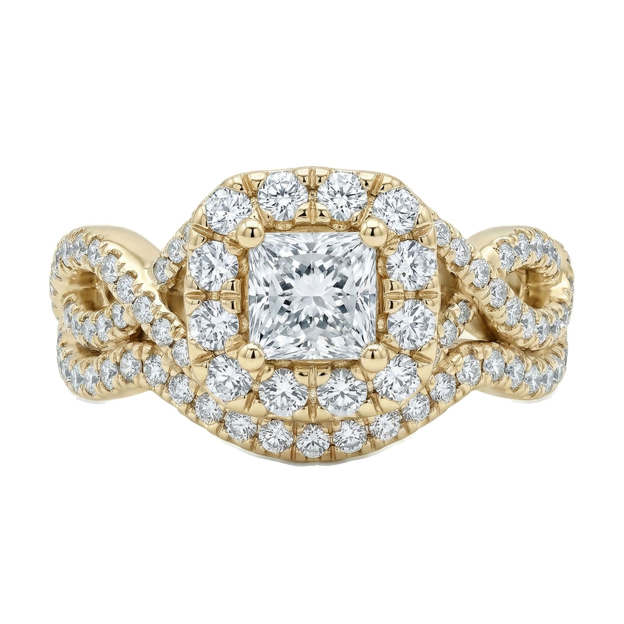 1.25 ct EF VS Lab Grown Diamond Halo Engagement Set in 10k Yellow Gold _ Sz0700 102873