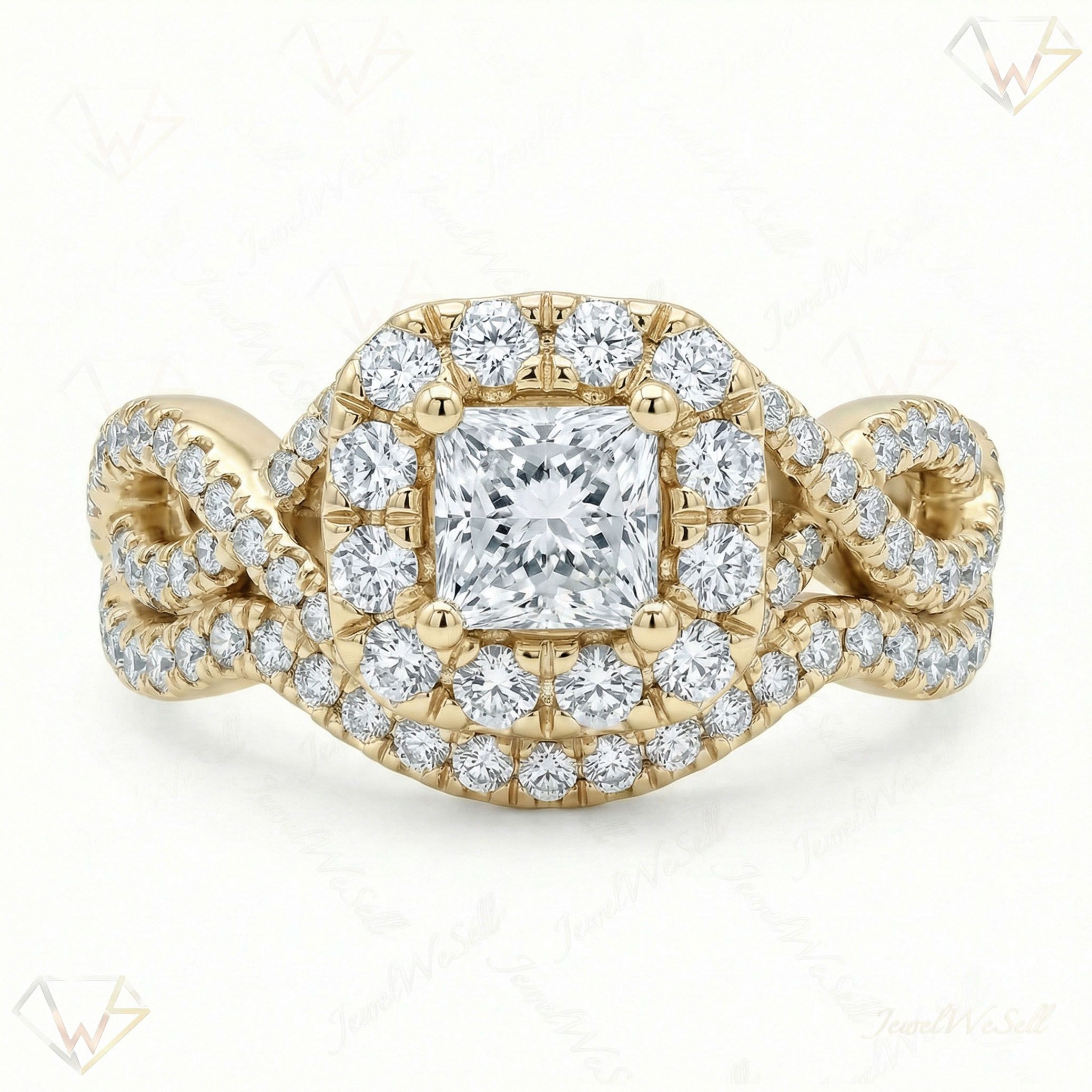 1.25 ct EF VS Lab Grown Diamond Halo Engagement Set in 10k Yellow Gold _ Sz0800 102873