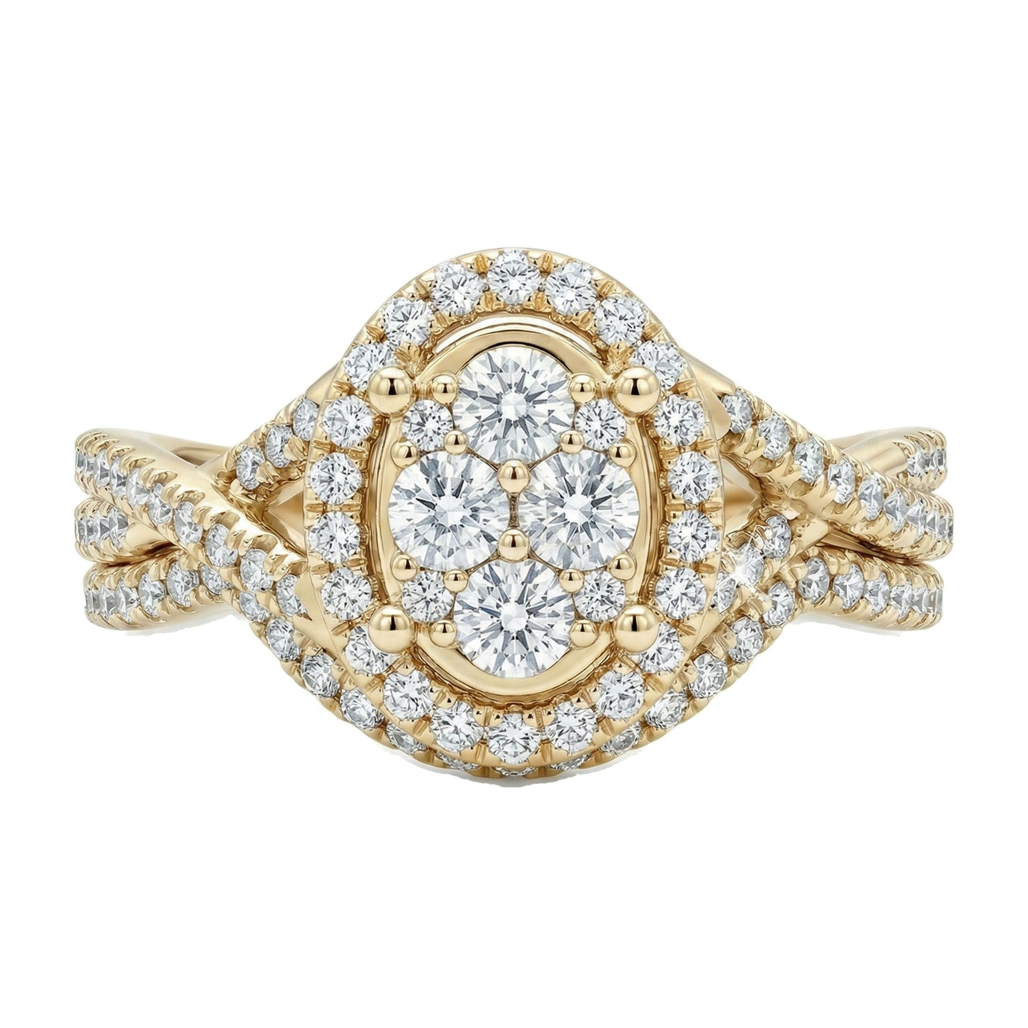 0.66 ct EF VS Lab Grown Diamond Oval Cluster Engagement Set in 10k Yellow Gold _ Sz0450 102886