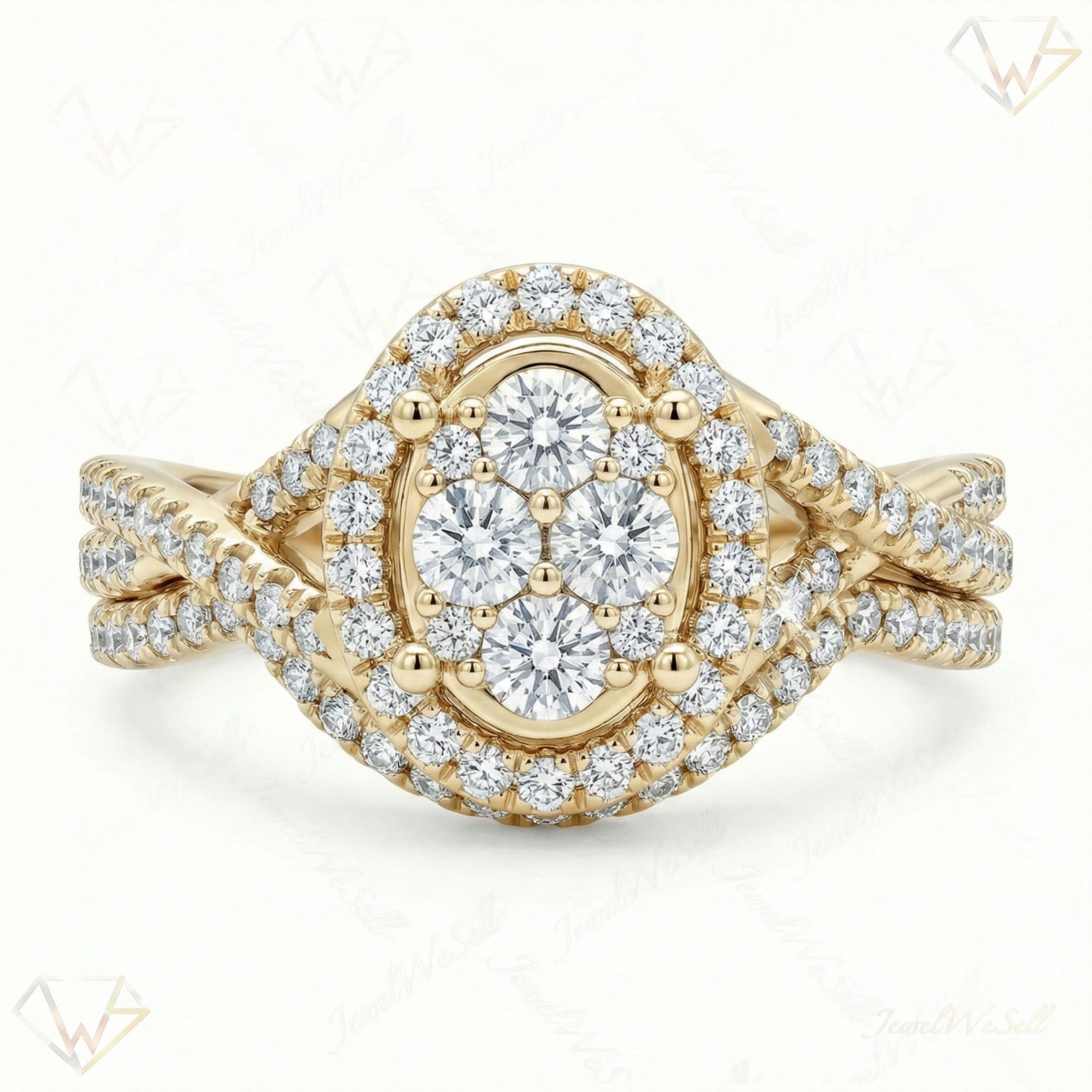 0.66 ct EF VS Lab Grown Diamond Oval Cluster Engagement Set in 10k Yellow Gold _ Sz0525 102886