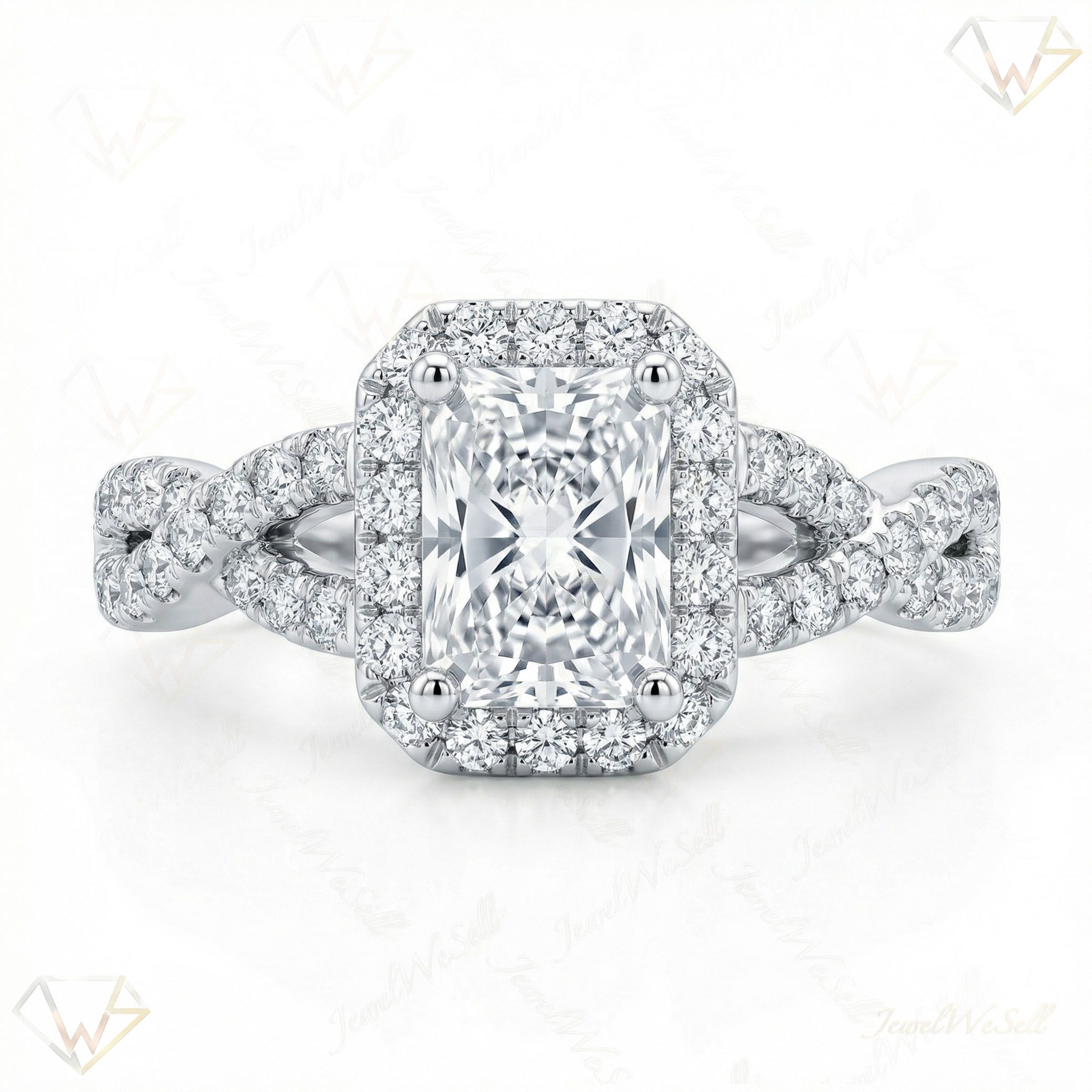 1.80 ct EF VS Lab Grown Diamond Halo Engagement Ring in 10k White Gold _ Sz0425 102891
