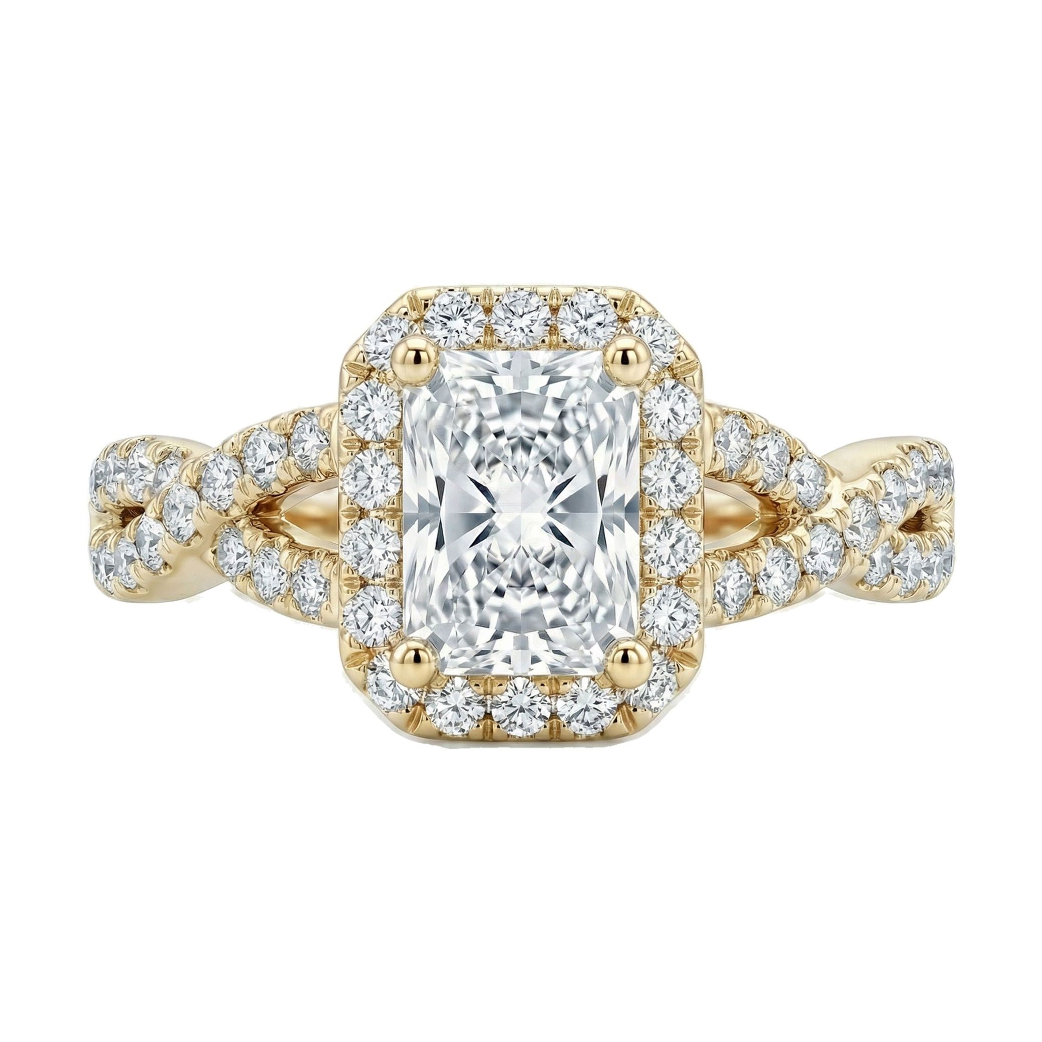 1.80 ct EF VS Lab Grown Diamond Halo Engagement Ring in 14k Yellow Gold _ Sz0425 102891