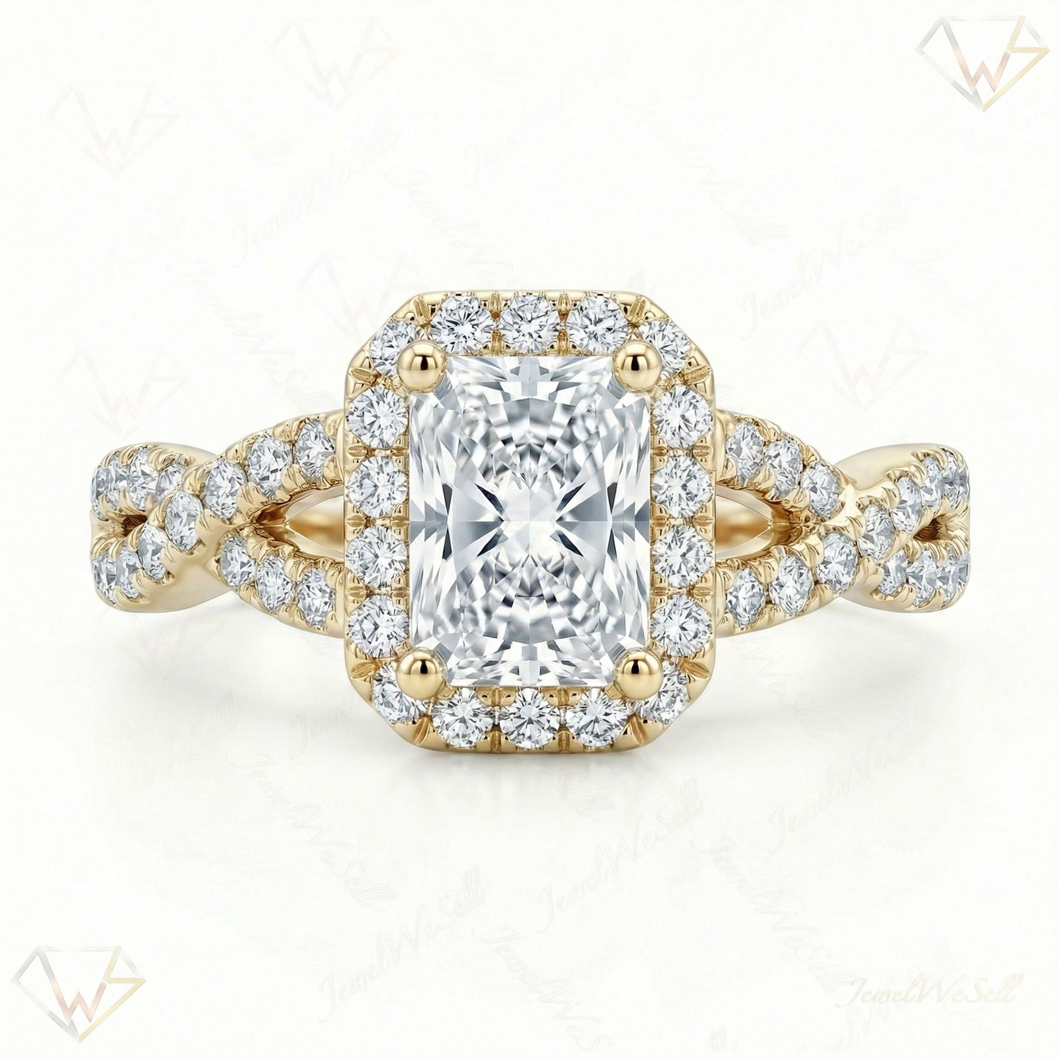 1.80 ct EF VS Lab Grown Diamond Halo Engagement Ring in 10k Yellow Gold _ Sz0450 102891