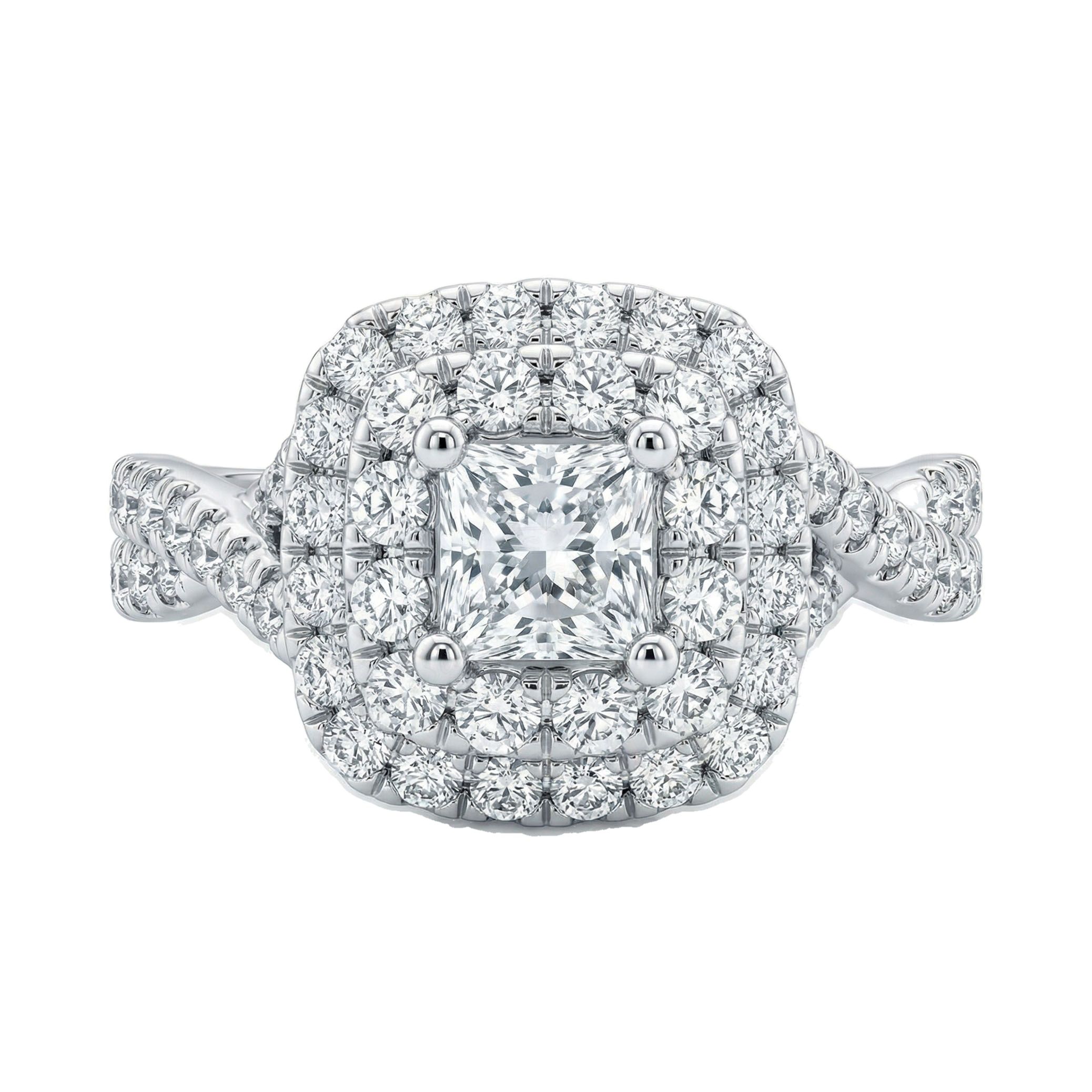 1.15 ct EF VS Lab Grown Diamond Halo Engagement Ring in 14k White Gold _ Sz0650 102973